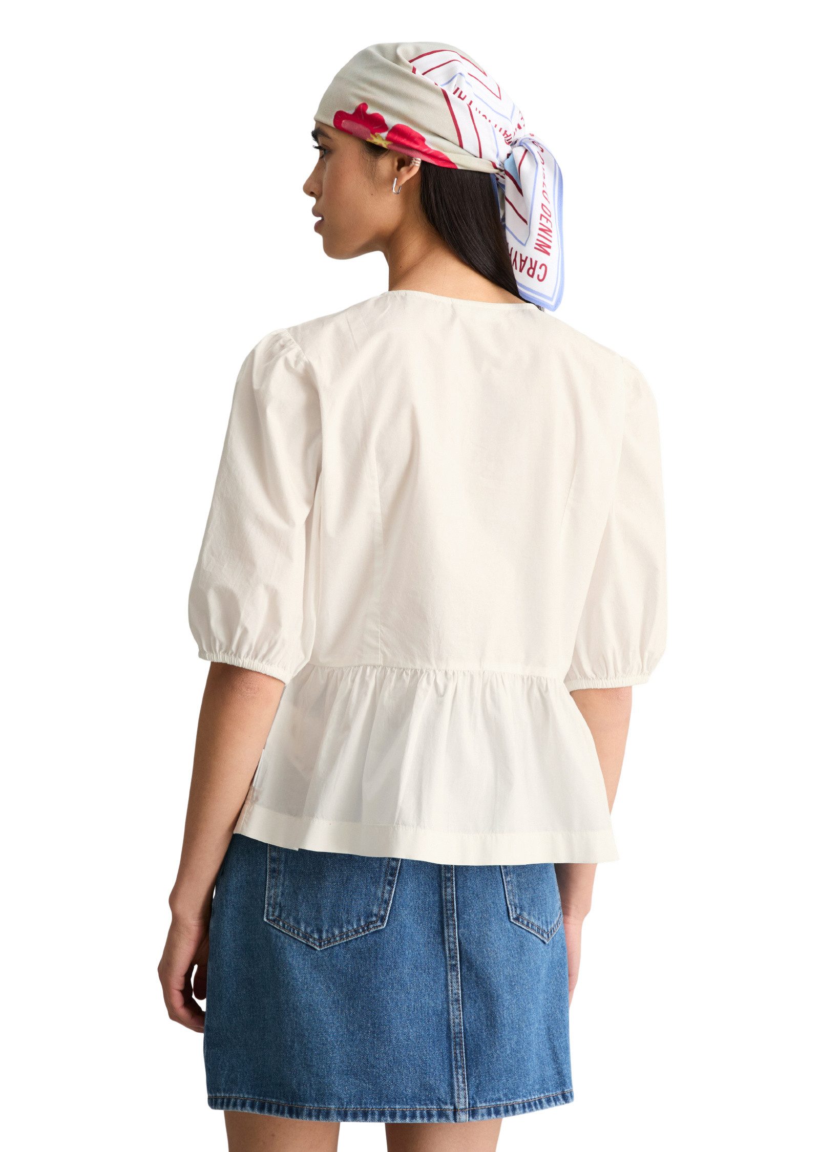 Marc O'Polo DENIM Kurzarmbluse aus Baumwoll-Popeline