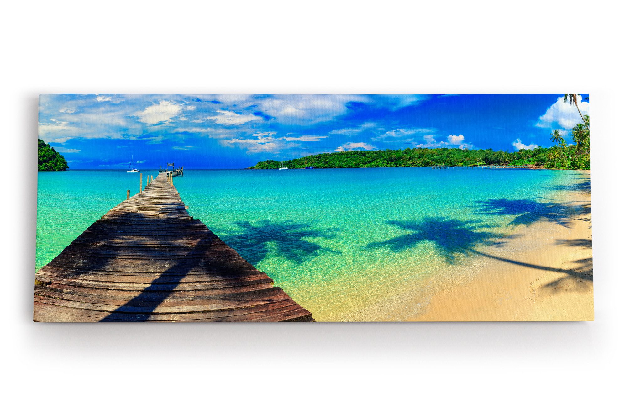 Leinwandbild Südseeparadies Meer Thailand Holzsteg Sommer Horizont