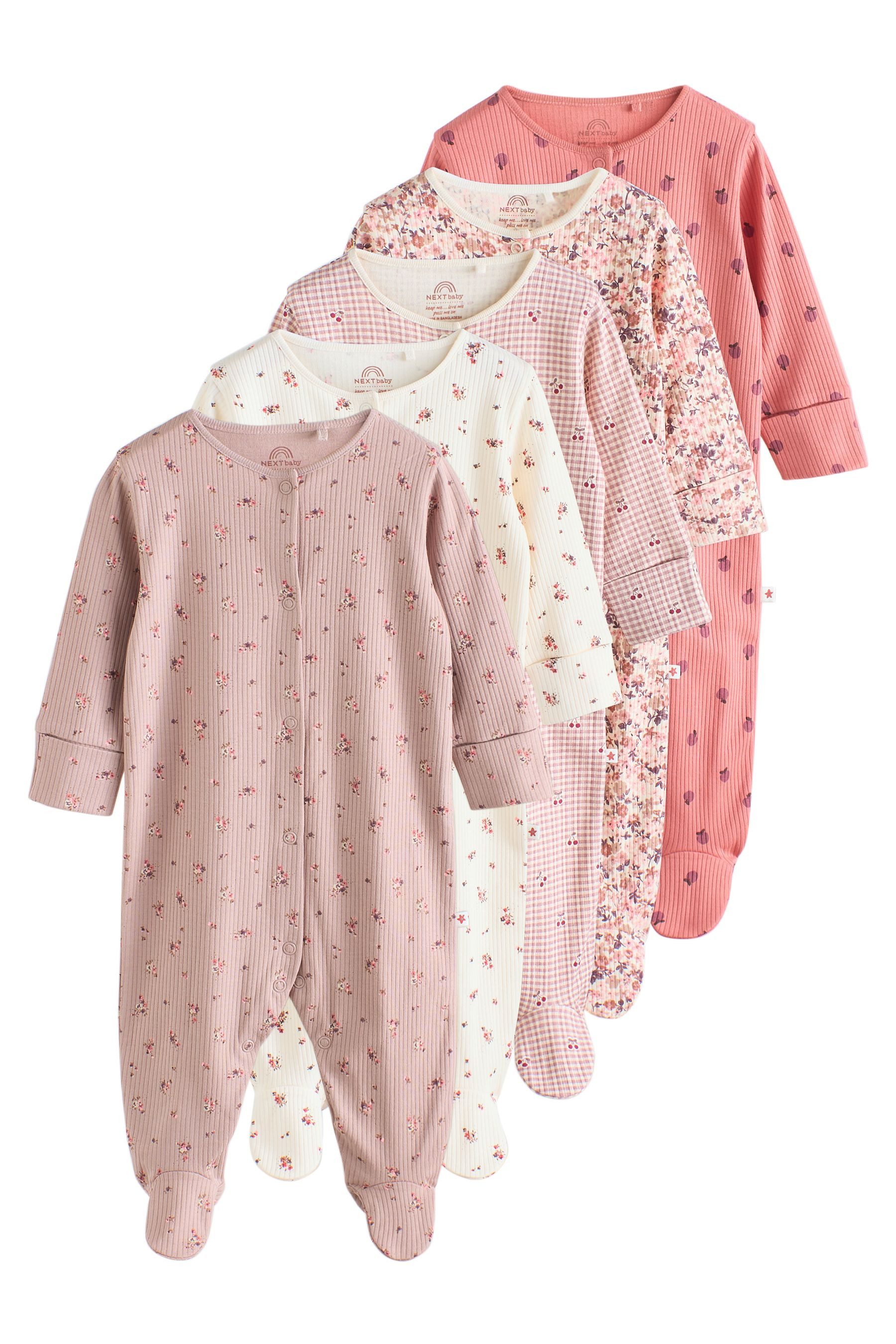 Next Schlafoverall Babyschlafanzüge mit Zweiwege-RV, 3er-Pack (5-tlg)