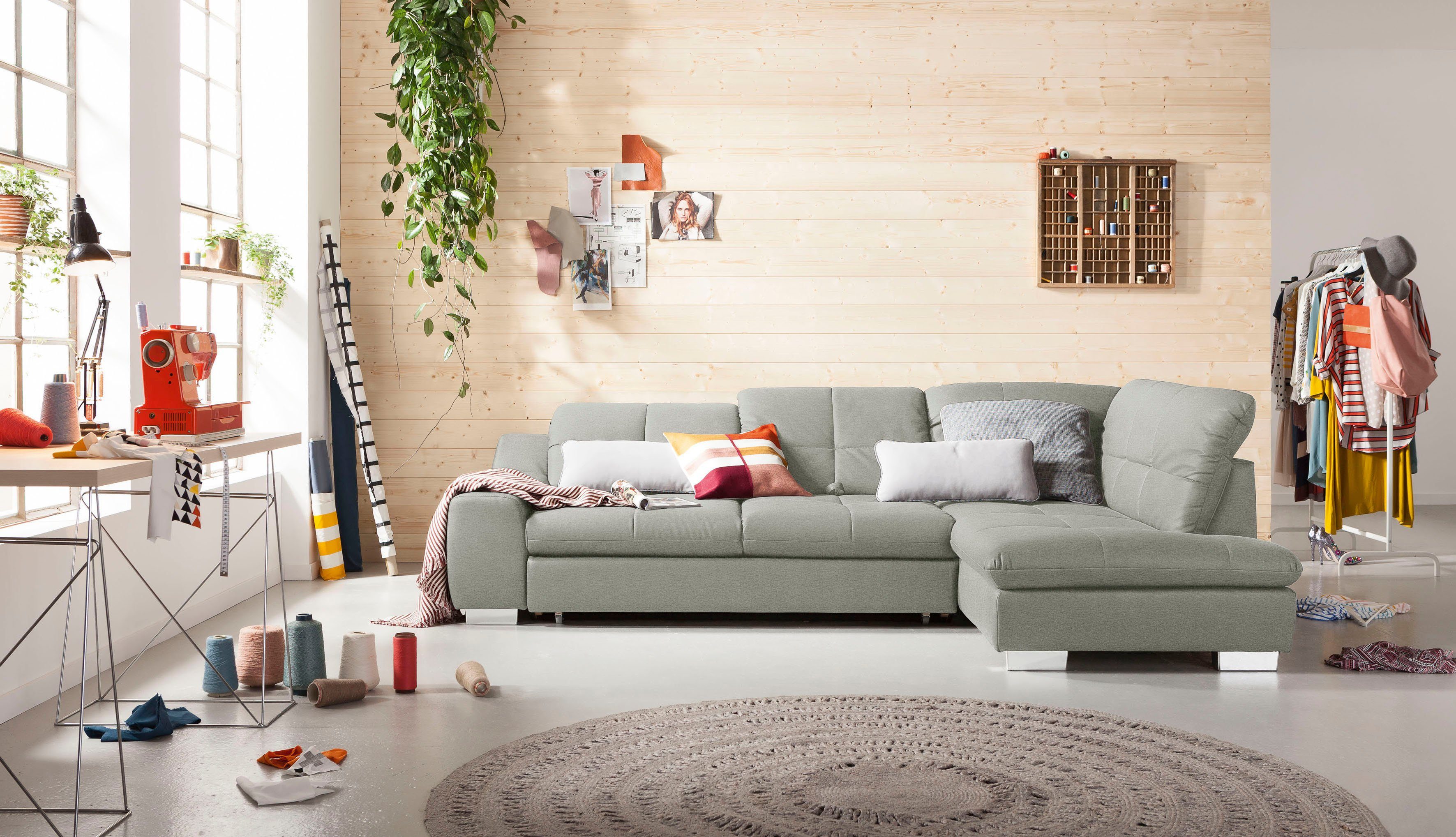 set one by Musterring Ecksofa SO 1200 inkl. Sitztiefen- & Rückenverstellung für hohen Sitzkomfort, wahlweise mit Bettfunktion, L-Form