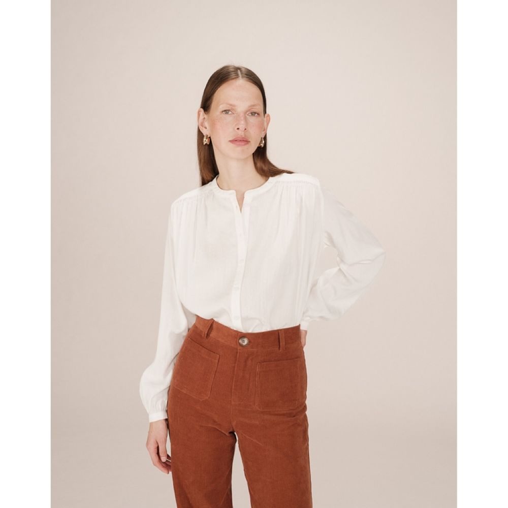 Grace & Mila Langarmbluse Ruched straight blouse SAVANNAH - Damenbluse - Bluse