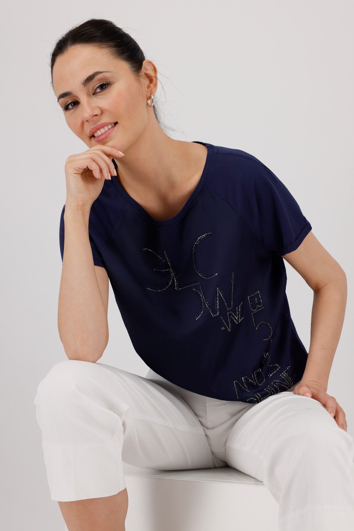 Monari Schlupfbluse mit Glitzernieten günstig online kaufen
