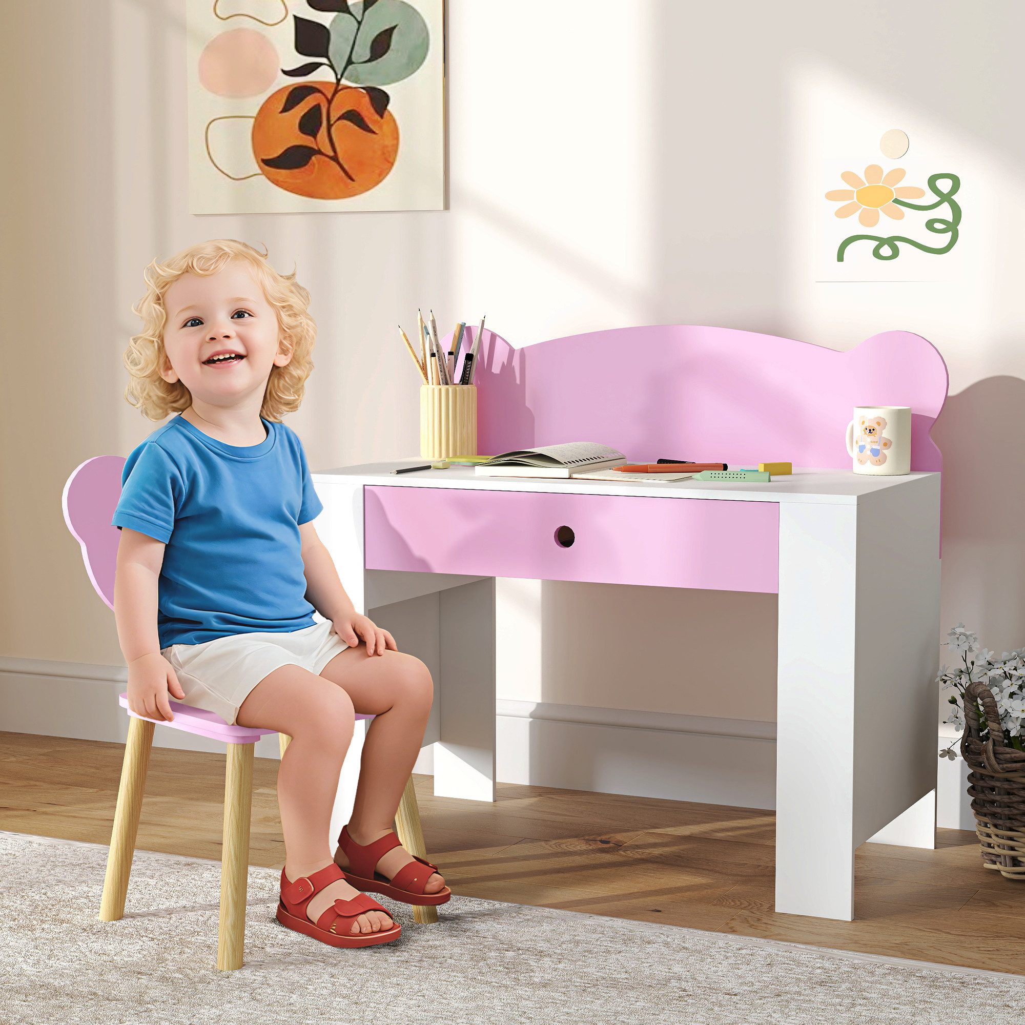furnicato Kindersitzgruppe Schreibtisch-Set Kinder 3-8 Jahre, Arbeitstisch & Stuhl, (1-tlg)