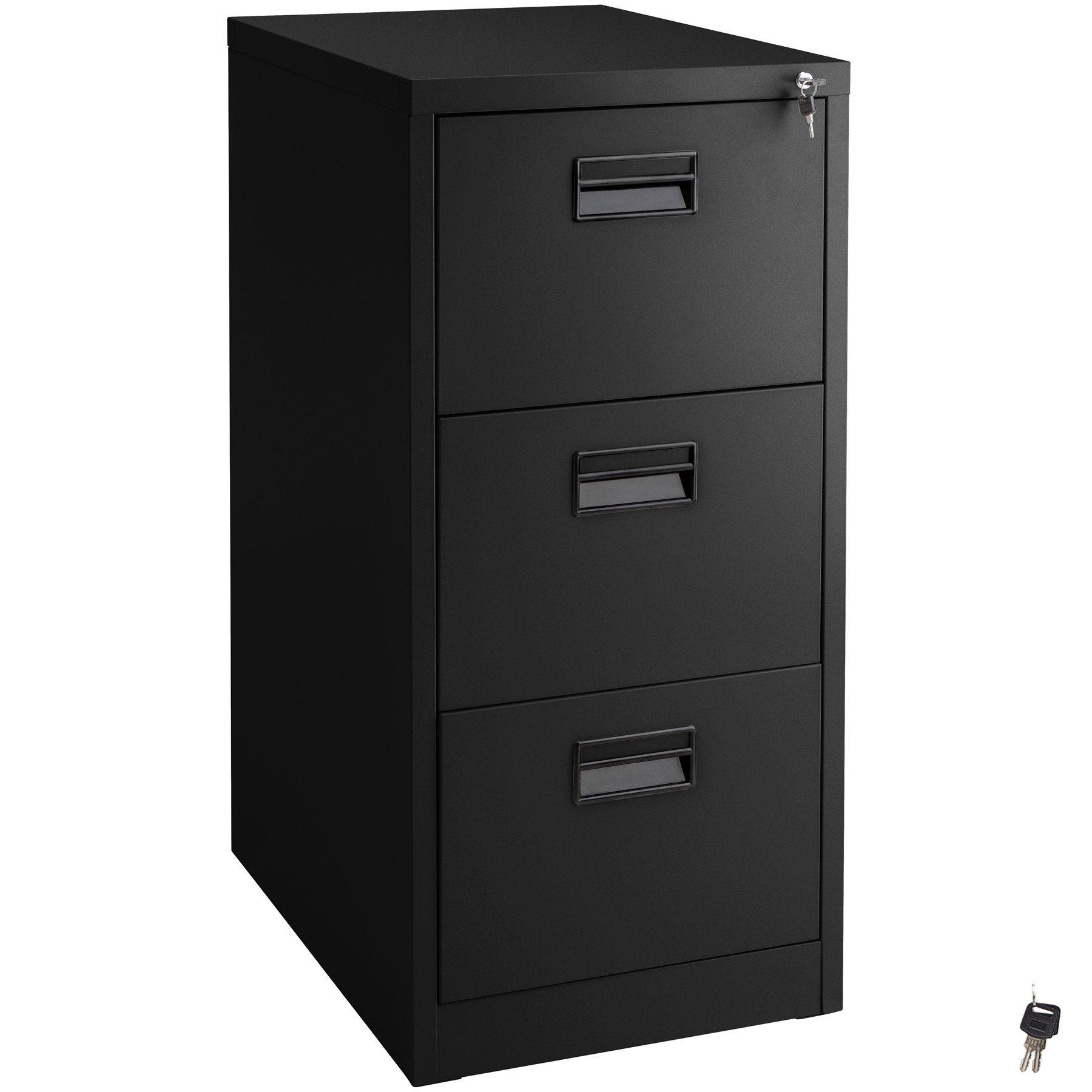 abschließbar mit 3 Aktenschrank Schubladen mit 1-St., schwarz tectake inkl. Schlüsseln, 62,4x46x102,8cm | Aktenschrank Schlüssel) (Set schwarz 2