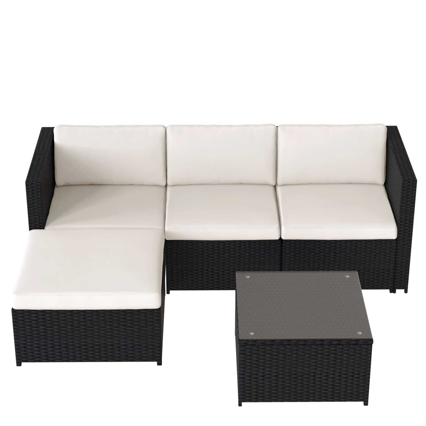 autolock Gartenlounge-Set Polyrattan Lounge-Sofagarnitur,Lounge-Gartenmöbel, Ecksofa, Couchgarnitur mit Sitz- und Rückenkissen, Lounge-Tisch mit Glasplatte
