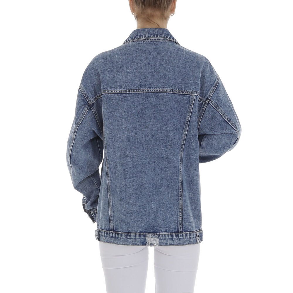 Ital-Design Jeansjacke Damen Rockabilly (86099098) Used-Look Jeansjacke in Blau