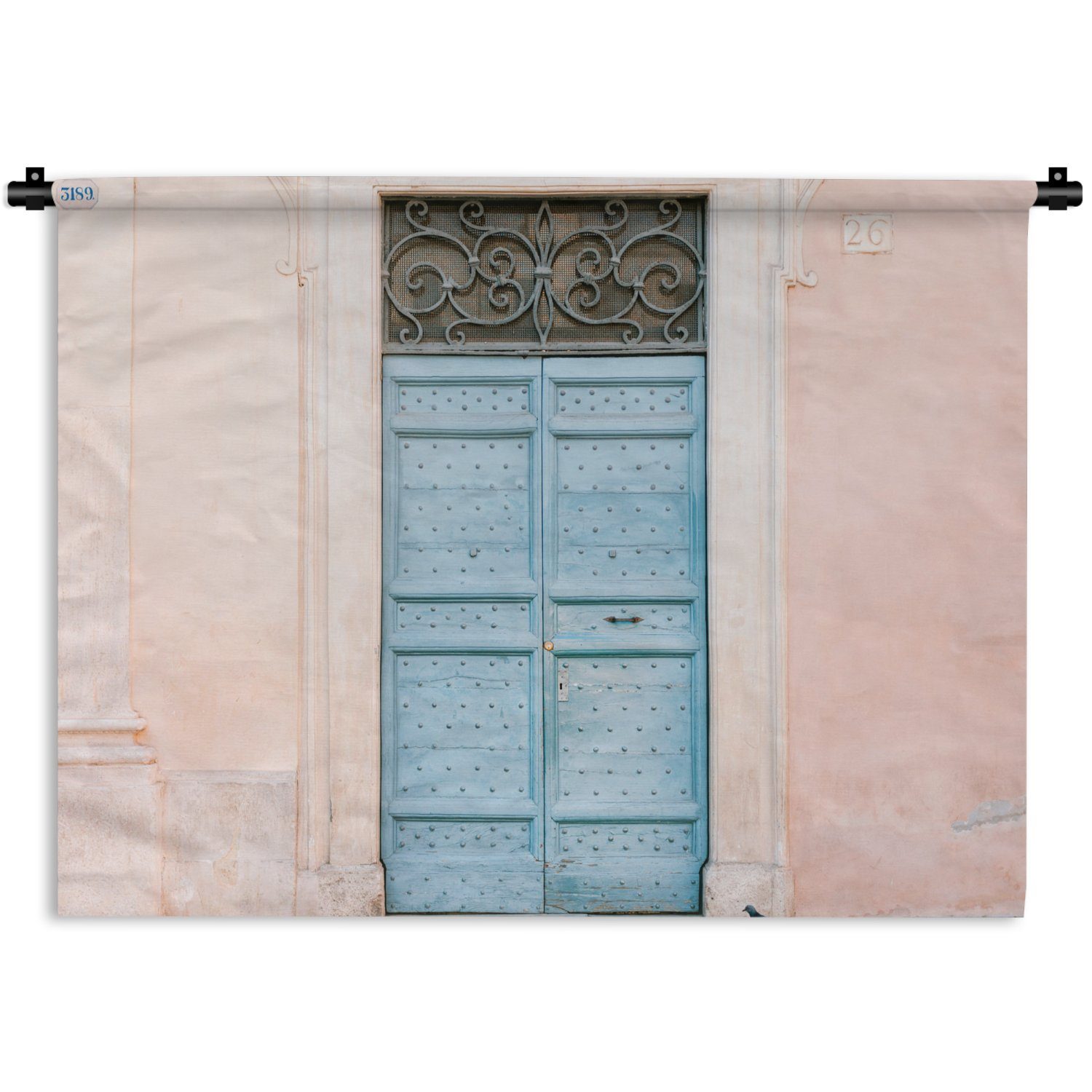 MuchoWow Wanddekoobjekt Tür - Rom Architektur, für - Blau Wanddeko Kleid, Wandbehang, - Kinderzimmer Wohnzimmer, Schlafzimmer