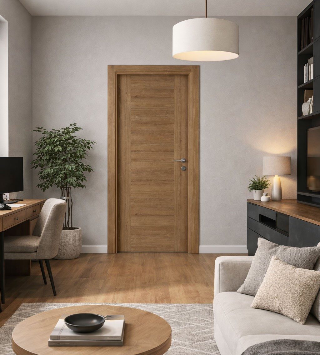 Xlmoebel Zimmertür Moderne braune MDF-Zimmertür im minimalistischen Design, Made in Europa