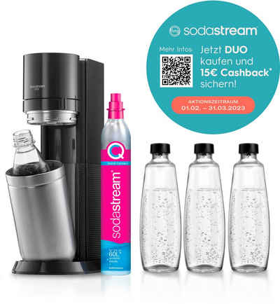 SodaStream Wassersprudler DUO Vorteilspack, (Set, 6-tlg), SodaStreamSprudler DUO+CO2Zylinder,+Glasflaschen+Kunststoff-Flasche