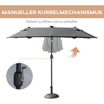 Outsunny Sonnenschirm Doppelsonnenschirm mit verstellbarem Neigungswinkel, LxB: 295x150 cm, Gartenschirm, Marktschirm, Grau, Stahl