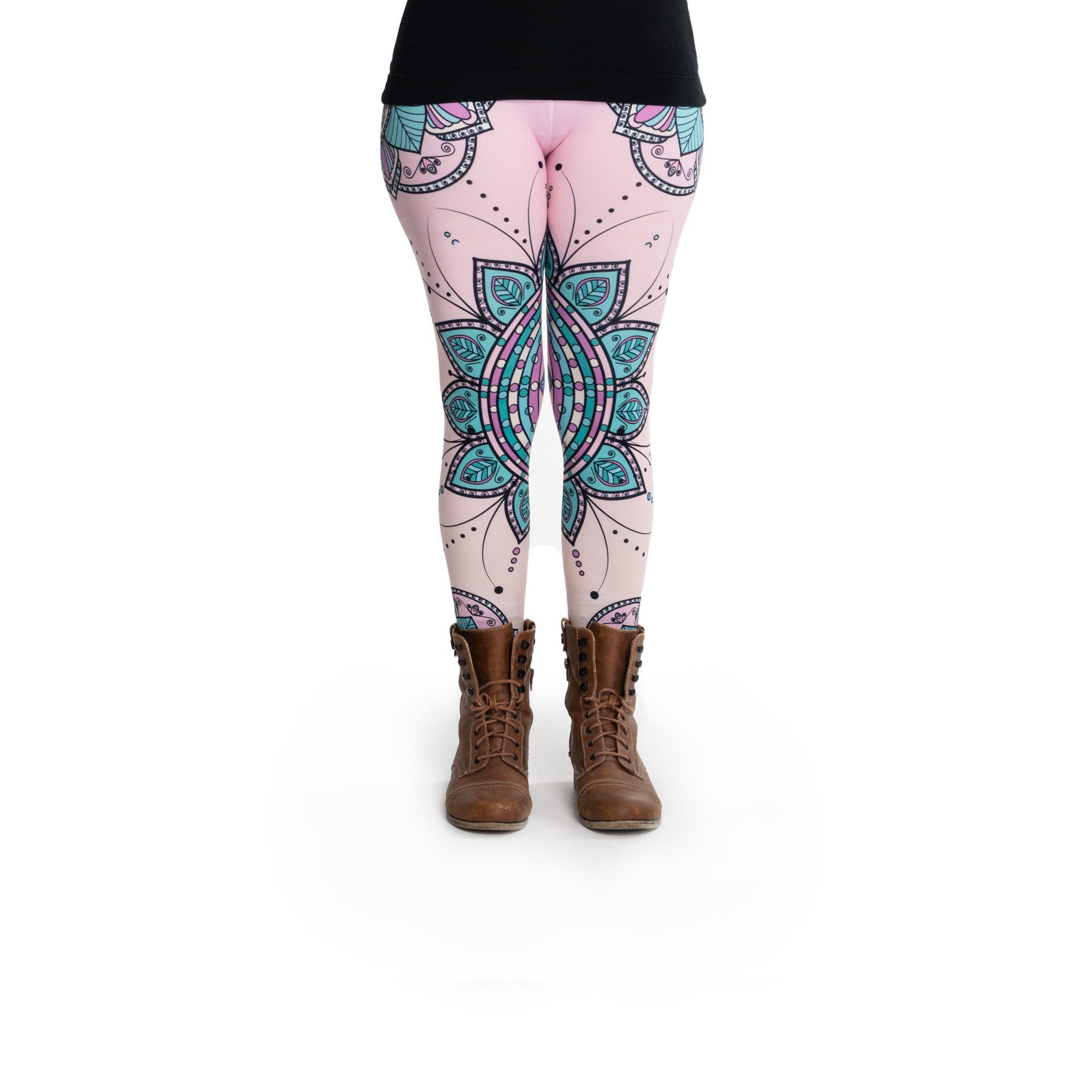 cosey Leggings Mandala Line Leggings (Einheitsgröße XS - L) (farbenfrohes Blumen-Design • figurbetonte Passform • schnelltrocknend, Einzelartikel) Mandala Blume