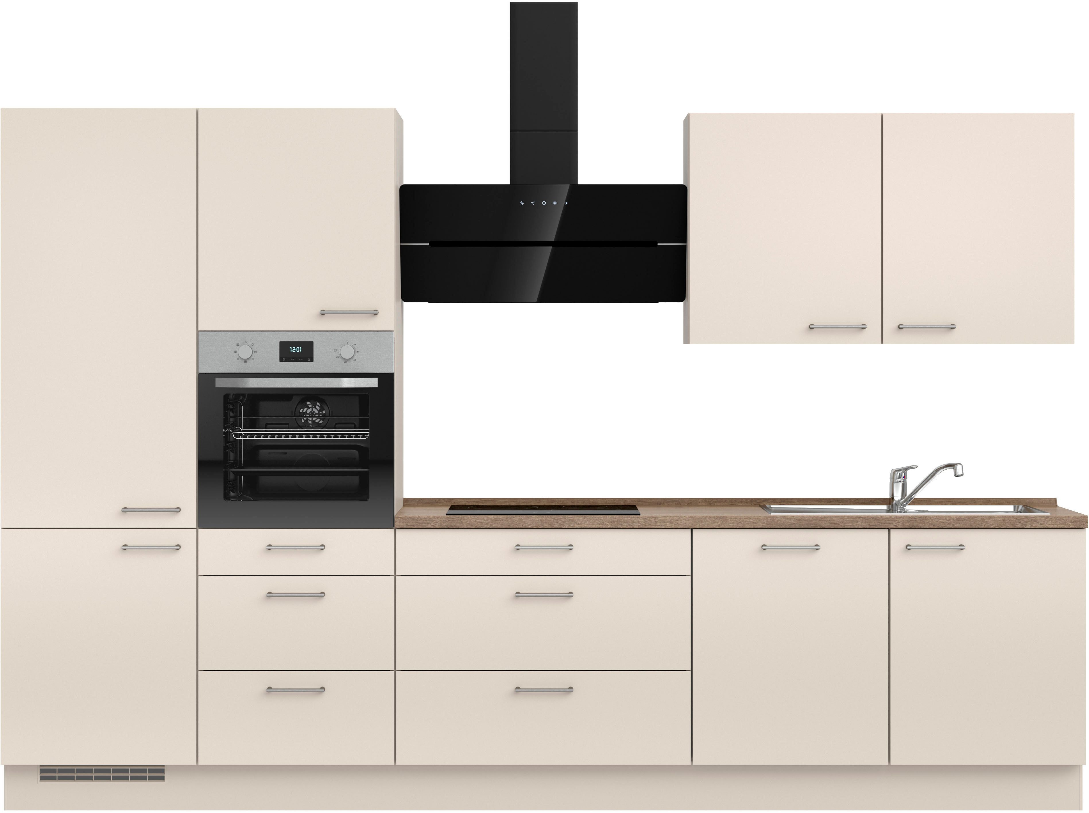 nobilia® Küchenzeile "Laser II", NEU: individuell anpassbar mit gratis Profi-Beratung, vormontiert, 330 cm breit, optional mit verschiedenen E‑Geräte-Sets