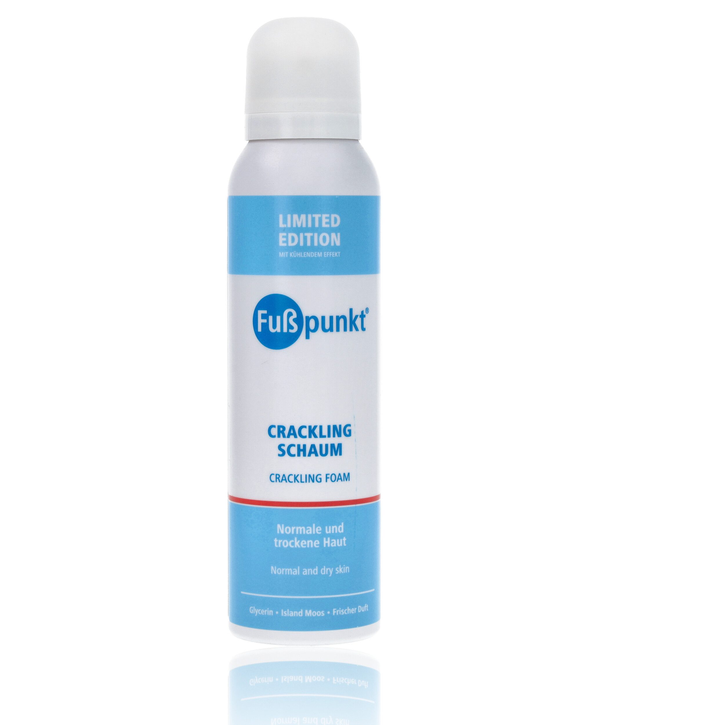 Fußpunkt Fußschaum Fußpunkt Crackling Schaum mit kühlendem Knistereffekt 150ml Mit Glycerin und Island Moos, 1-tlg., Erfrischt & kühlt & belebt müde Füße / Beine