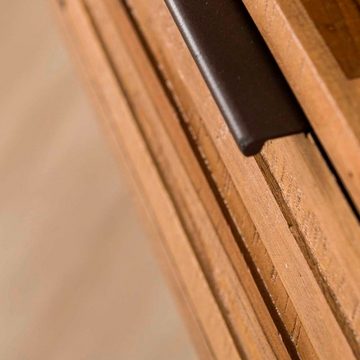 RINGO-Living Sideboard Massivholz Kommode Vaiana mit 4 Schubladen in Natur-dunkel und Schwarz, Möbel