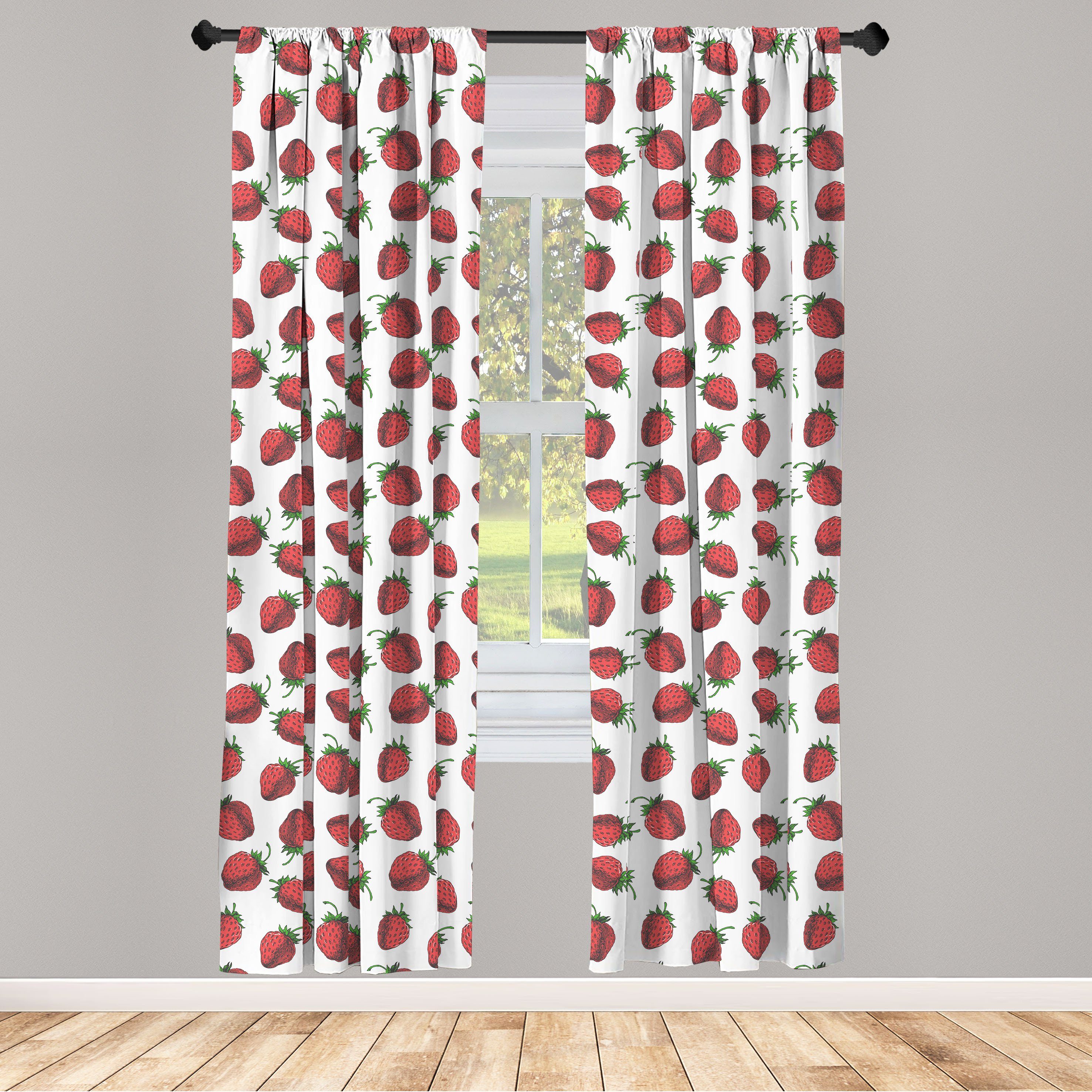 Gardine Vorhang für Wohnzimmer Schlafzimmer Dekor, Abakuhaus, Microfaser, Rot und Grün Frische Früchte