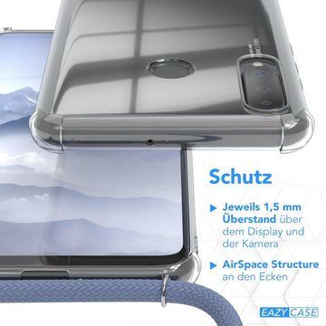EAZY CASE Handykette Kette Clips Schwarz für Huawei P30 Lite 6,15 Zoll, Silikonhülle Transparent Handyhülle mit Kordel Kette zum Umhängen Blau