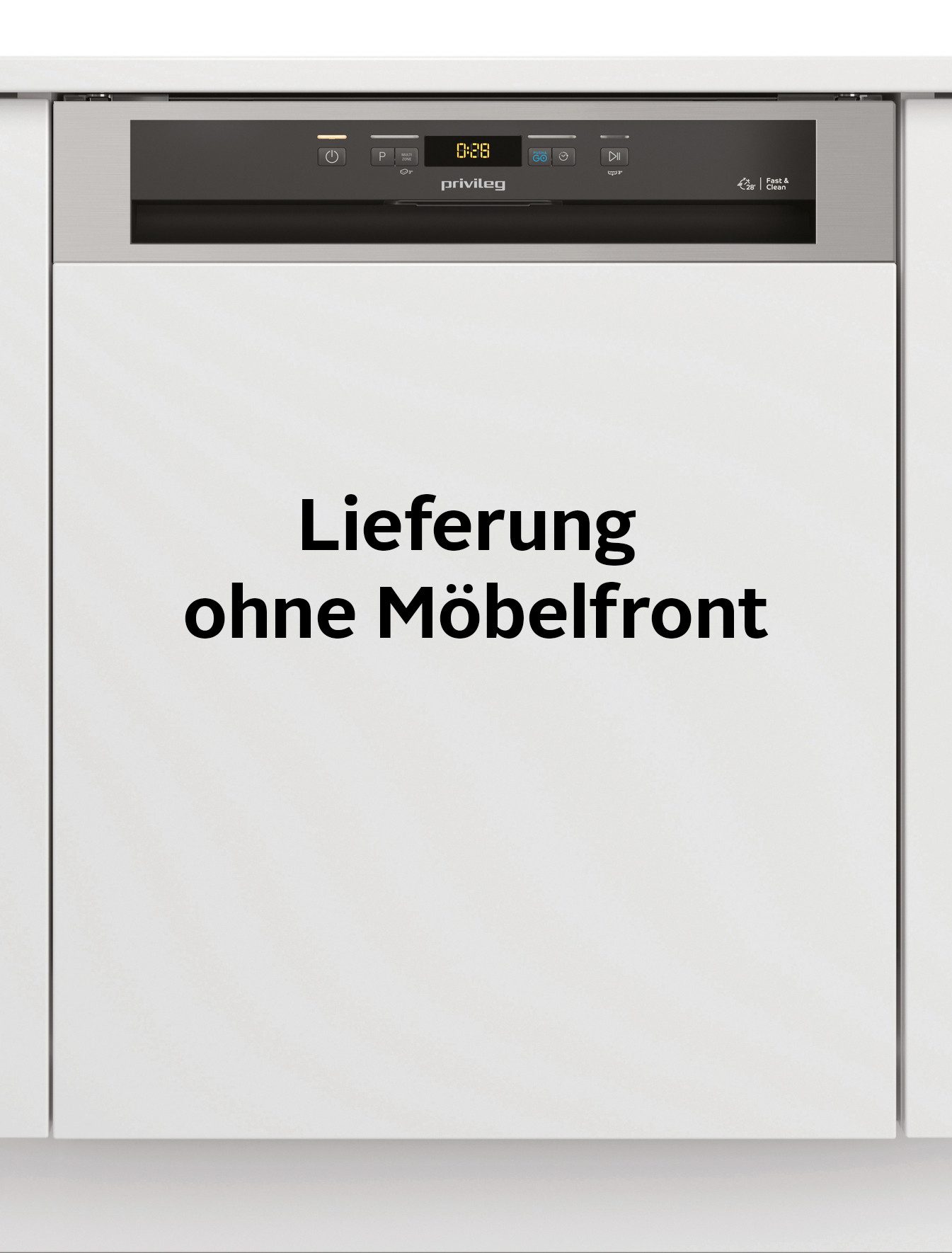 Privileg teilintegrierbarer Geschirrspüler RBO 2T131 A F S, 14 Maßgedecke, Fast&Clean 28’ – das effektive Reinigungsprogramm unter 28 Minuten