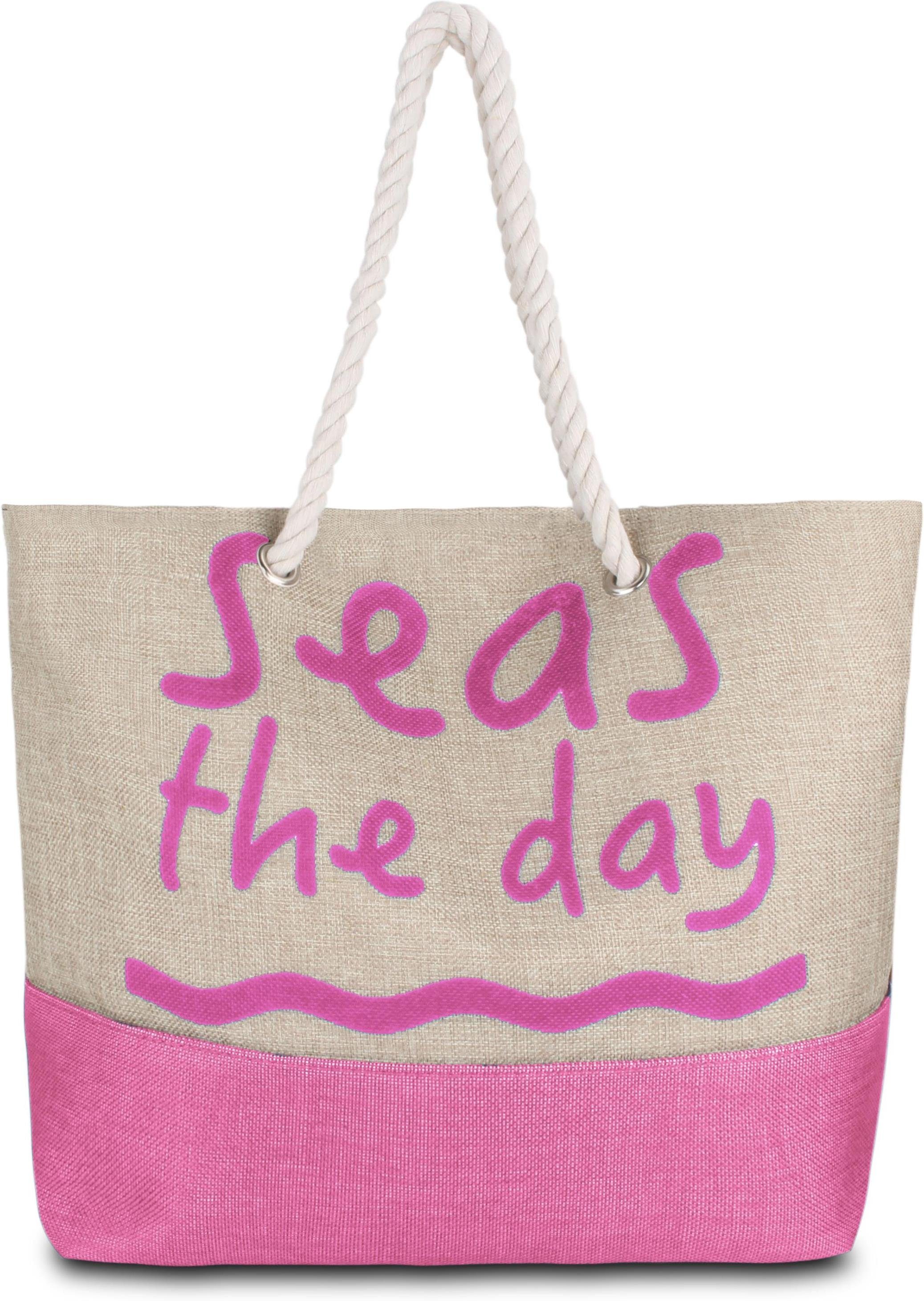 normani Strandtasche Bequeme Sommer-Umhängetasche, Strandtasche, Schultertasche als Henkeltasche tragbar Sea Pink