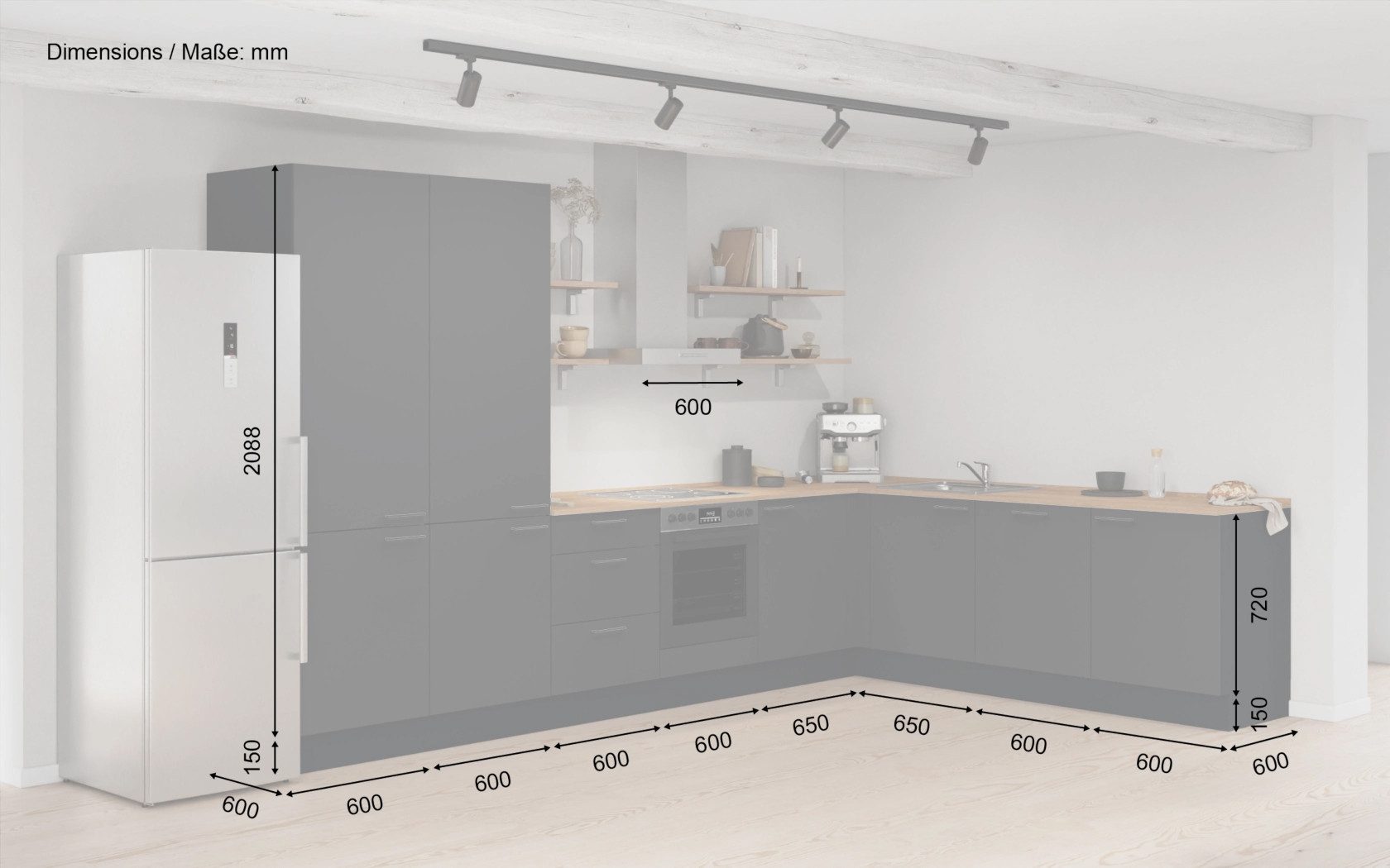 nobilia® Winkelküche Alma, individuell anpassbar, gratis Küchenplanung mit Profis, (Breite 613.2 cm), vormontiert, wahlw. mit E-Geräten, inkl. Lieferung