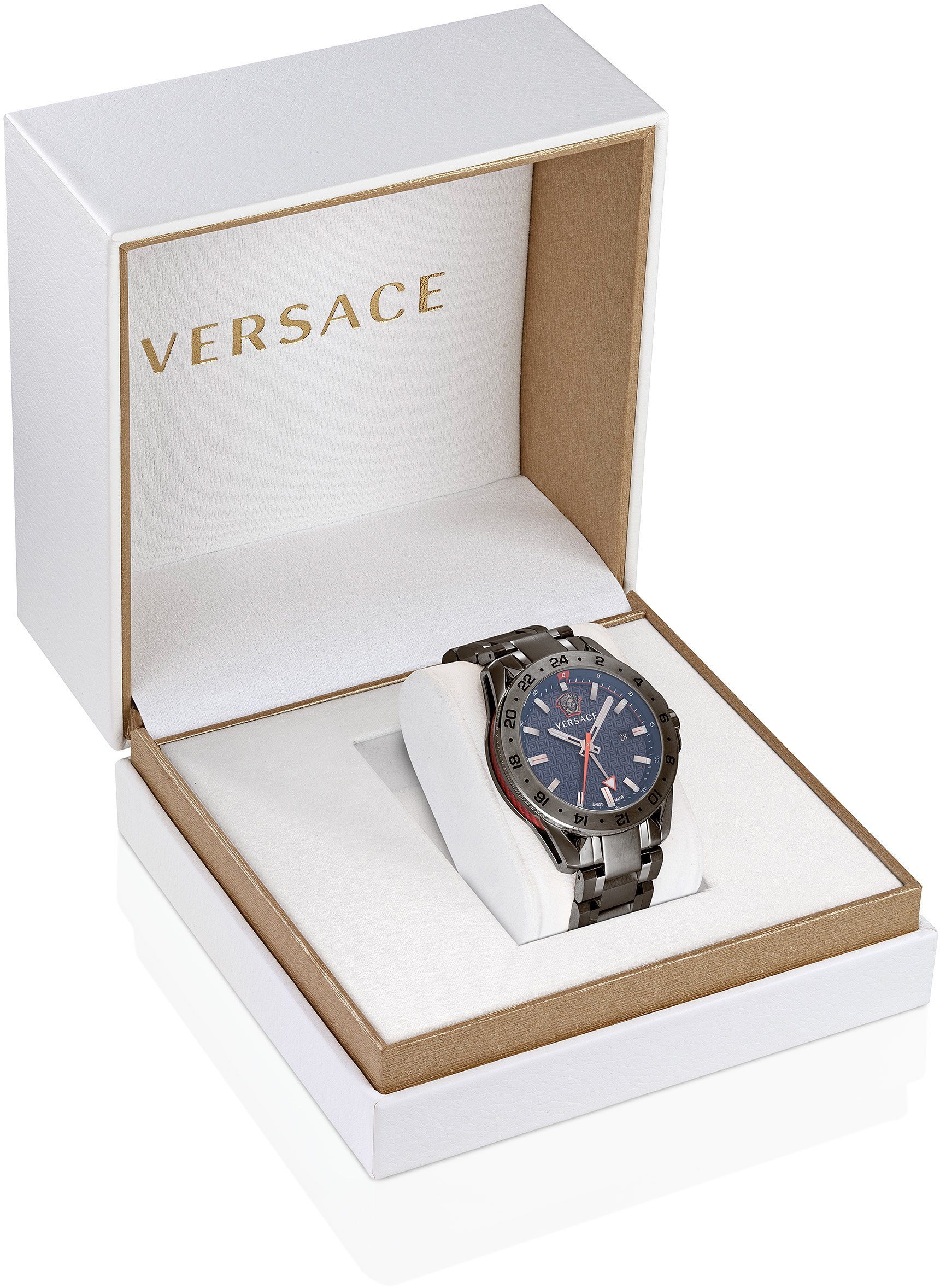 Versace Quarzuhr SPORT TECH GMT VE2W00422, Armbanduhr, Herrenuhr, Saphirglas, Datum, Swiss Made, Leuchtzeiger