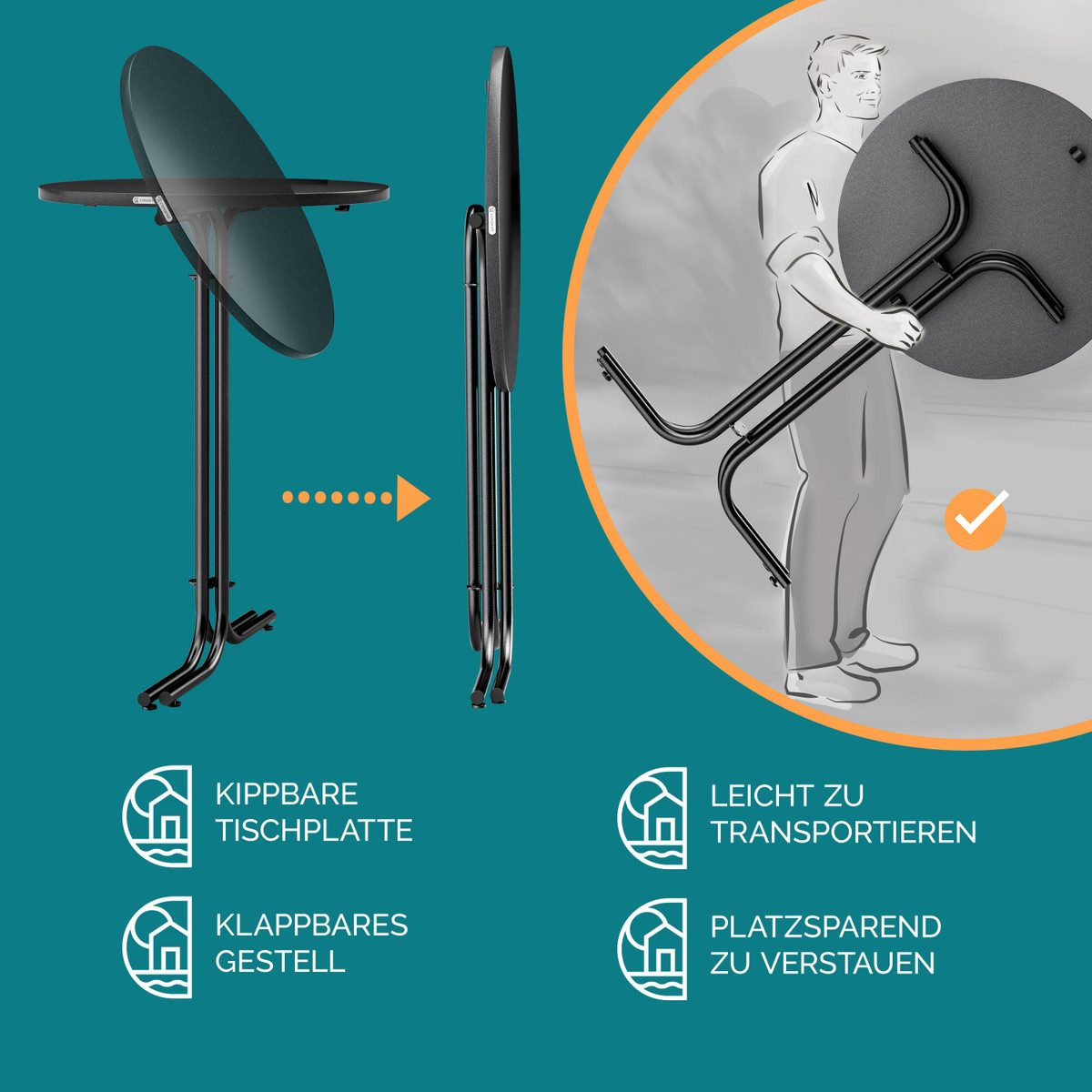 Casaria Stehtisch, Stehtisch mit Husse 80cm Grau + Husse - Farbauswahl