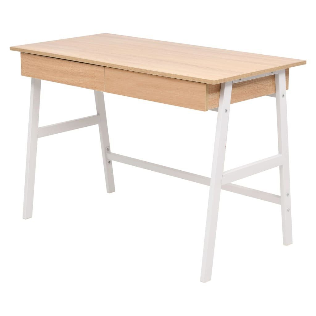 furnicato Schreibtisch und Eichenbraun 110x55x75 Weiß cm