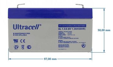 Ultracell Ultracell UL1.3-6 6V 1,3Ah Bleiakku AGM Blei Gel Akku Akku