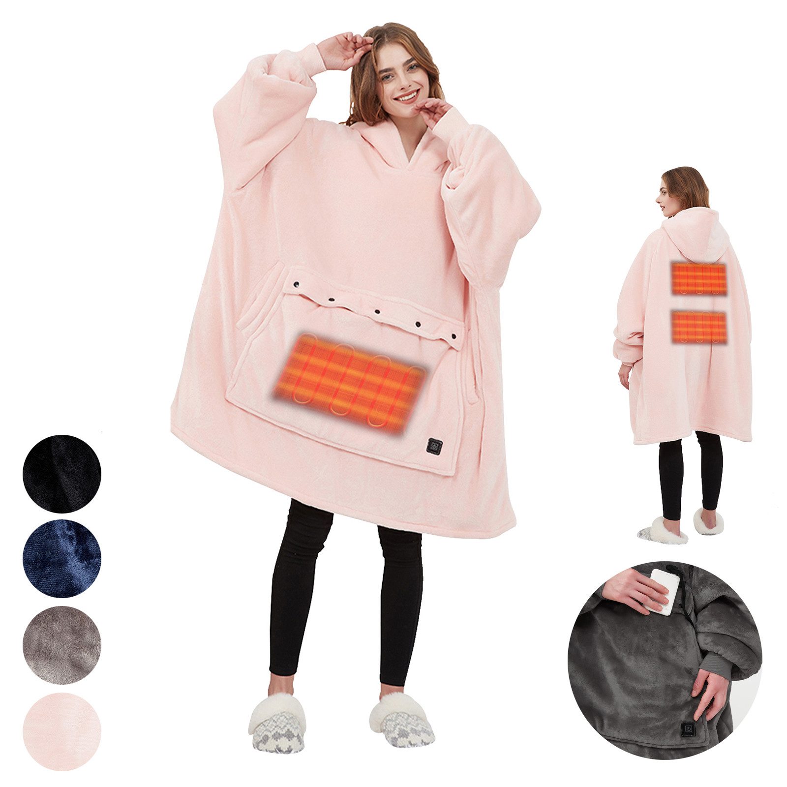 BTTO Fleeceponcho Tragbare Decke Flanell-Fleece Ärmeldecke günstig online kaufen