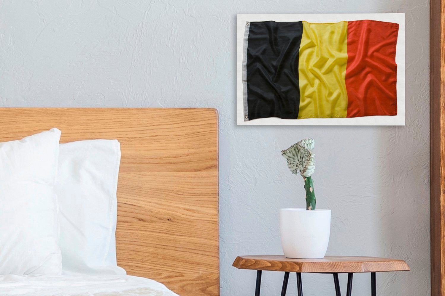 Hintergrund, von Leinwandbilder, Wanddeko, Belgien Leinwandbild (1 Wandbild weißem St), 30x20 Aufhängefertig, OneMillionCanvasses® cm auf Die Flagge