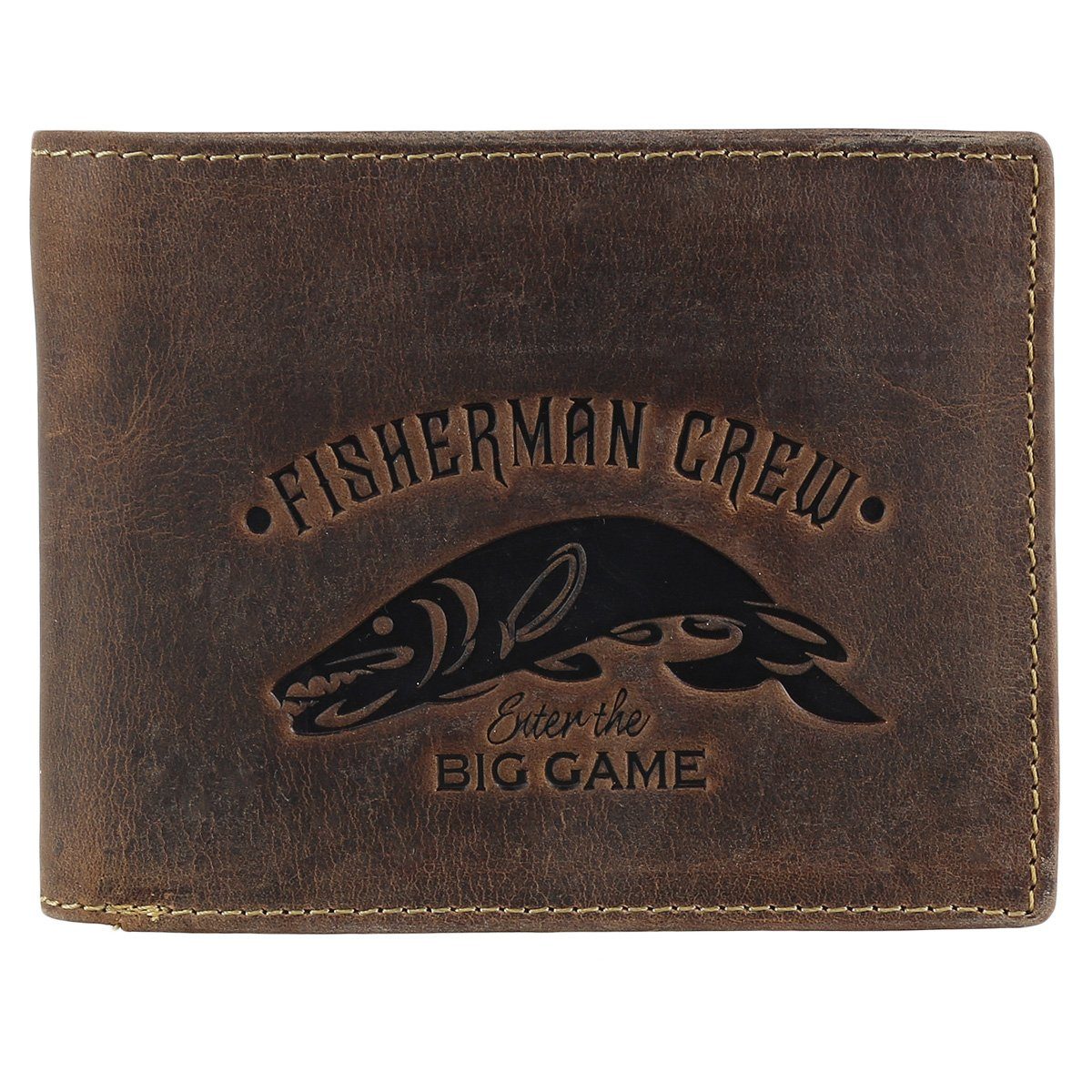 Greenburry Geldbörse Crew Vintage Leder Geldbörse Hecht BV-1705-FC-Pike Fisherman