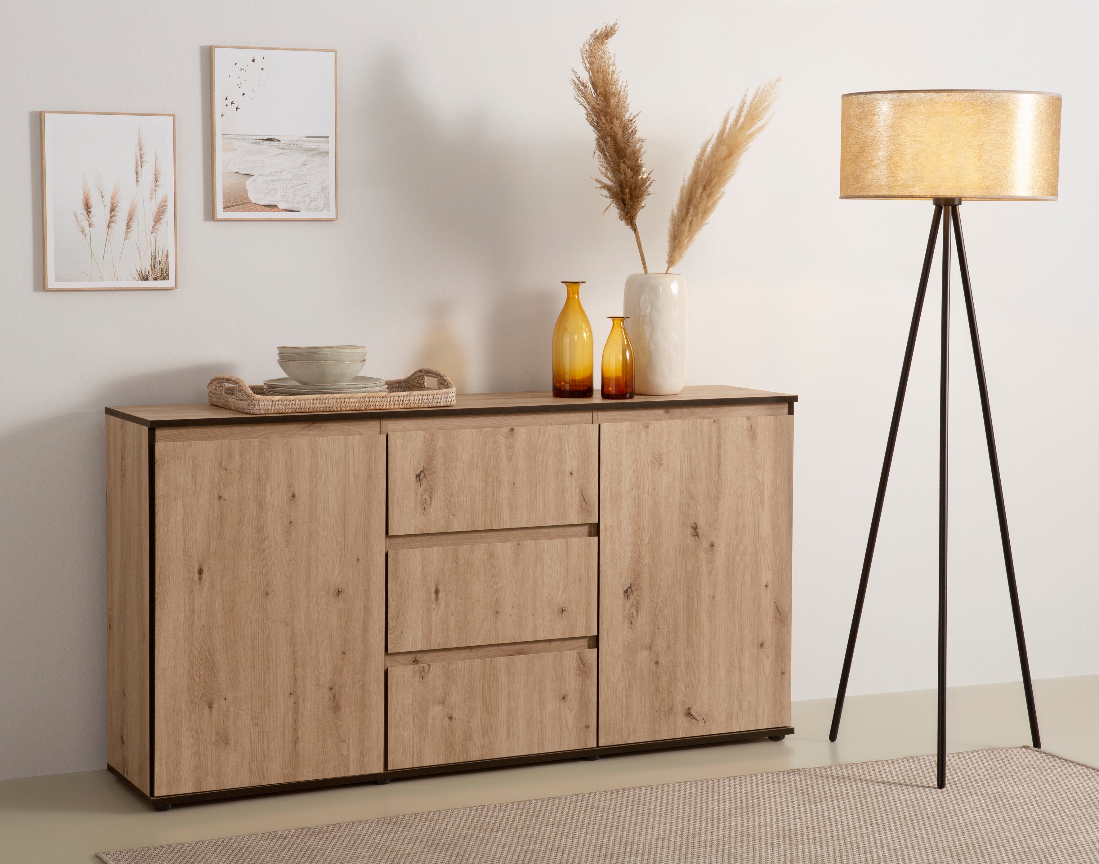 HELA Sideboard Ariana, mit angeschrägten Griffmulden, Breite 160 cm