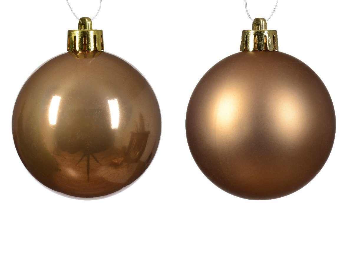 Weihnachtskugeln 6cm 12er decorations Decoris Weihnachtsbaumkugel, Kunststoff Set - season Ingwerbraun