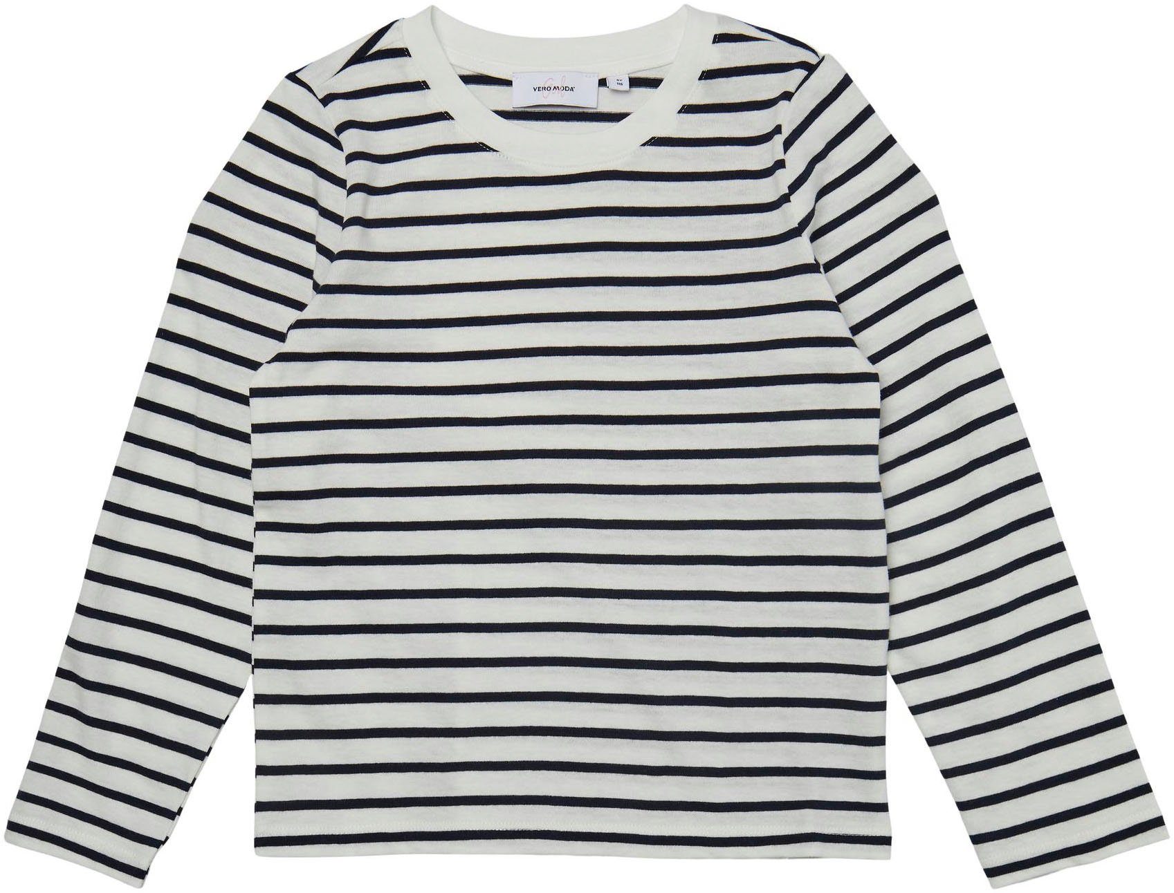 Vero Moda Girl Langarmshirt VMLEXIE GIRL Snow JRS TOP White/NAVY NOOS LS APRIL