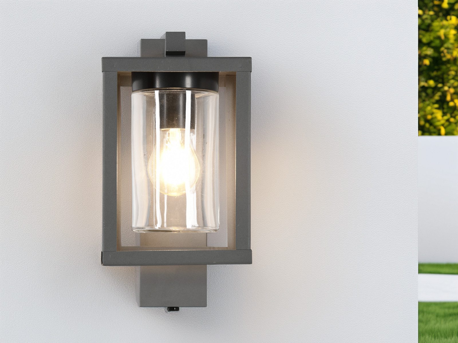 TRIO Leuchten LED Außen-Wandleuchte, Tageslichtsensor, LED wechselbar, warmweiß, Wandlaterne Anthrazit 33cm, Fassadenlampe Hauswand, Terrassenleuchten