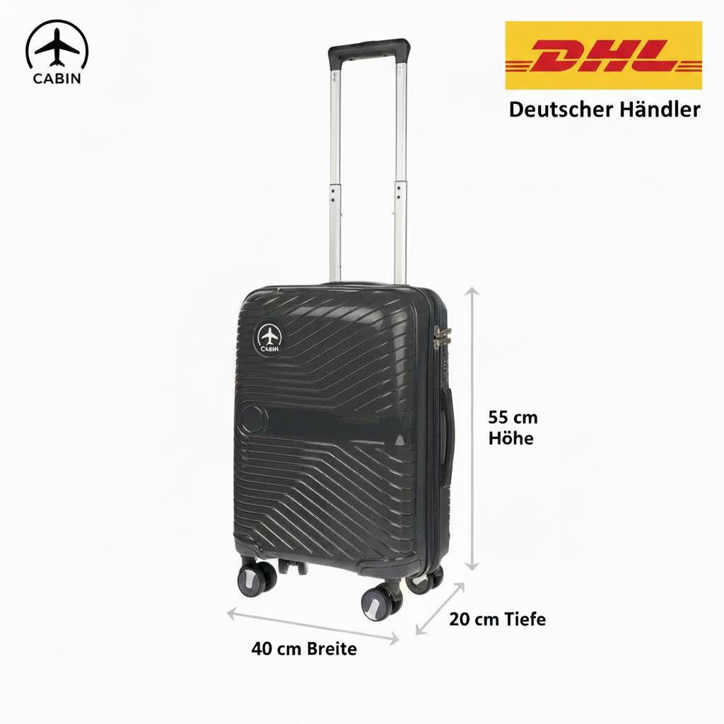 Christian Wippermann Business-Trolley Handgepäck Trolley Handgepäckkoffer Reiskoffer, 4 Rollen, Hartschale Bordgepäck Leicht