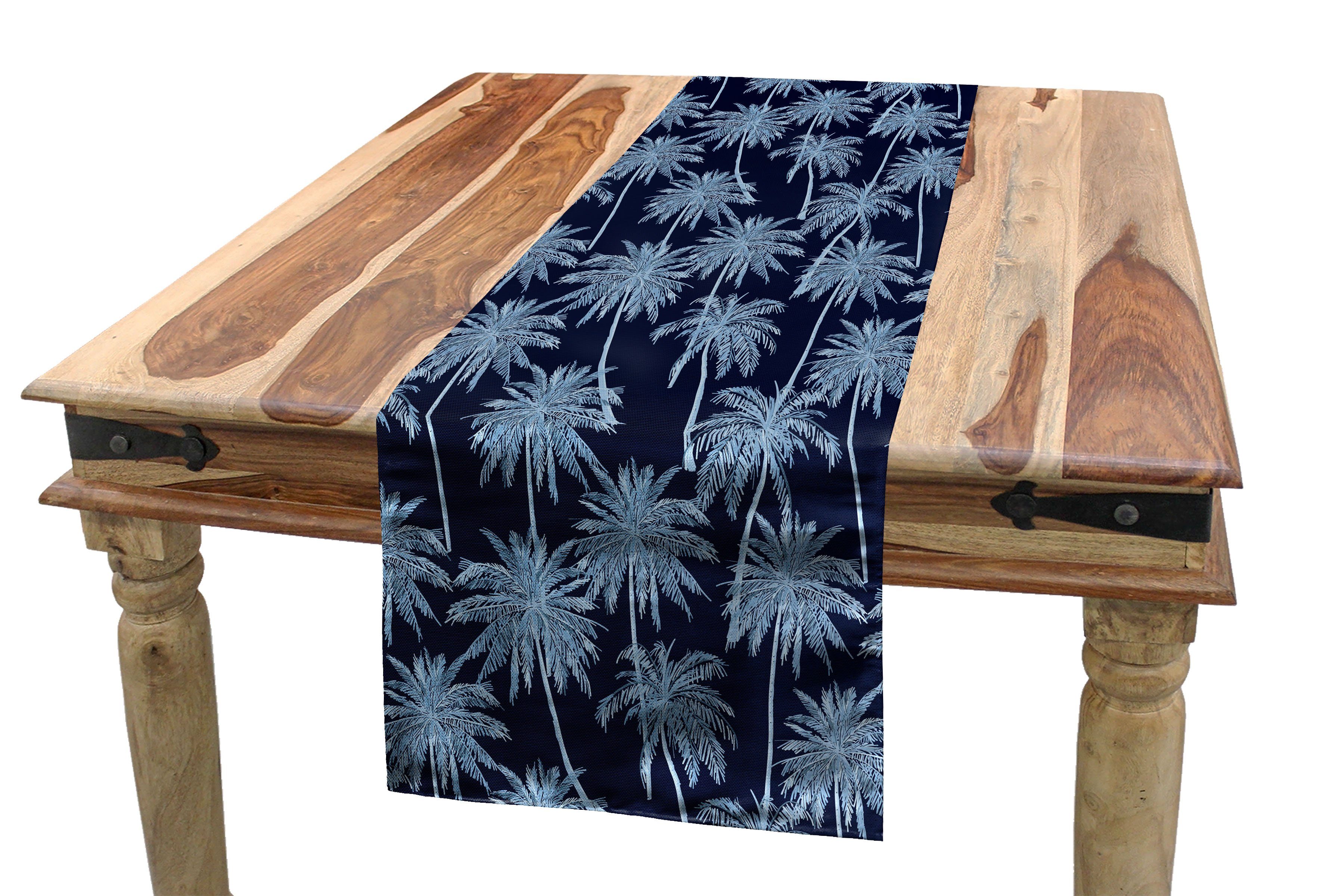 Abakuhaus Tischläufer Esszimmer Küche Rechteckiger Dekorativer Tischläufer, Navy blau Palmen Zusammensetzung