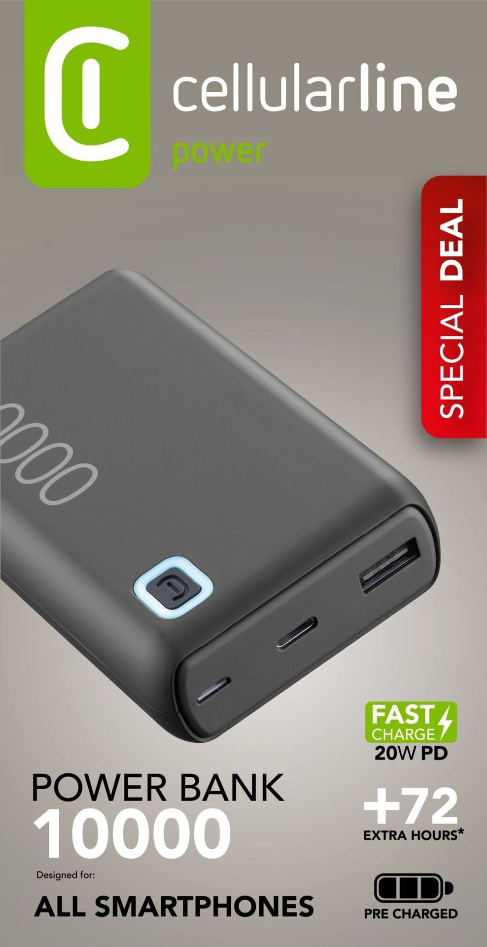 Cellularline ESSENCE Turbo 10000 Powerbank Cellularline Power Bank ESSENCE Turbo 10000 Black 10000 mAh