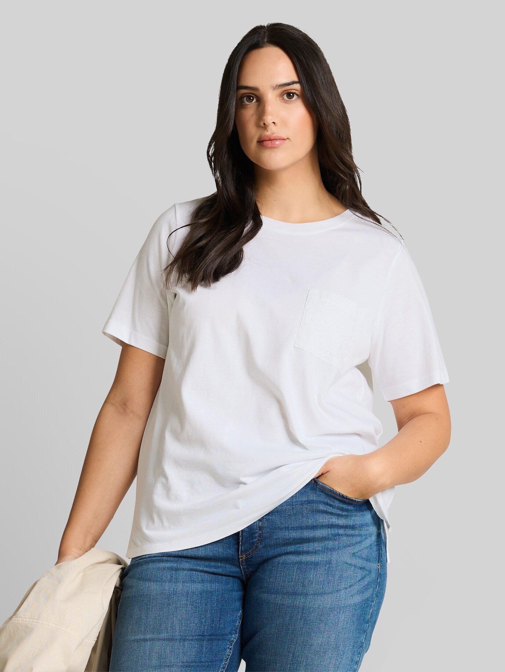 TOM TAILOR PLUS T-Shirt T-Shirt Plus Size - Boxy Fit T-Shirt mit Brusttasche