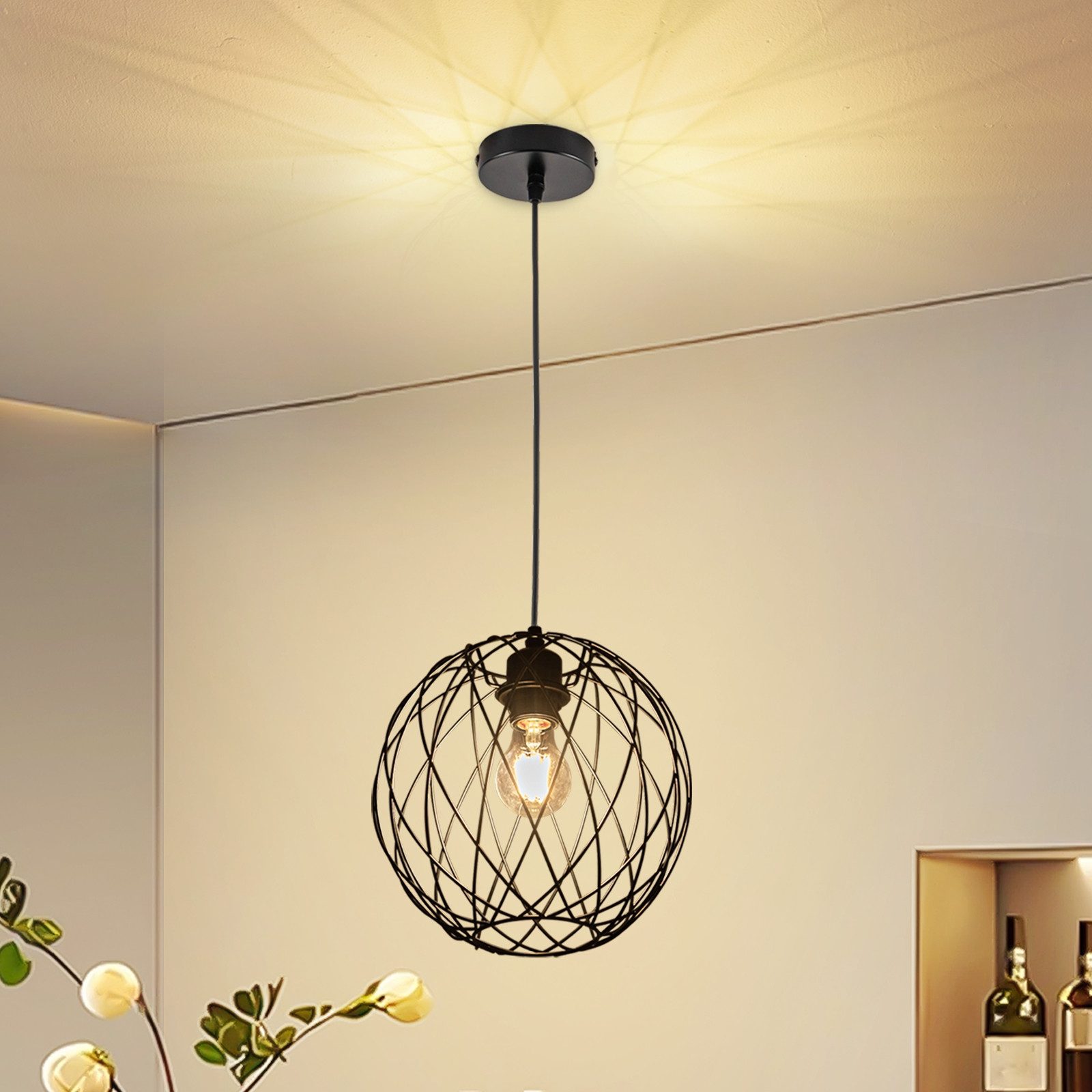ZMH Pendelleuchte Esszimmer 120CM Schwarz Retro günstig online kaufen