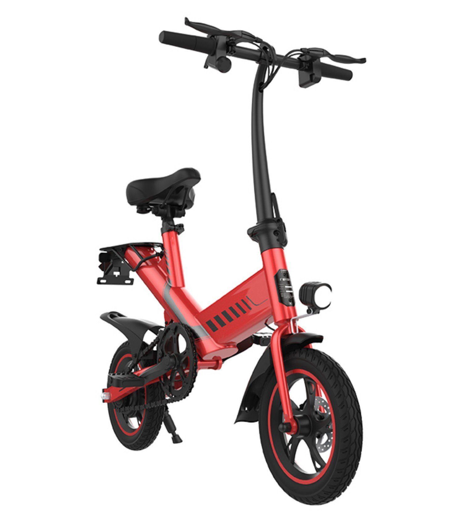 Fine Life Pro E-Bike Traglast Batterieladegerät), 1YS montierter selbstbestimmt leicht Mit umweltfreundlich Motor, 120kg 3 Rot 12-Zoll, (Set, Modi Hinten