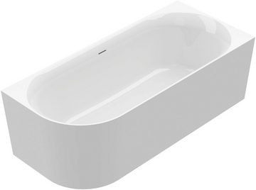 OTTOFOND Badewanne Mince Corner links 180 cm weiß, (1-tlg), inkl. Ablaufgarnitur, Schlitzüberlauf, Fußgestell, schmale Wannenkante