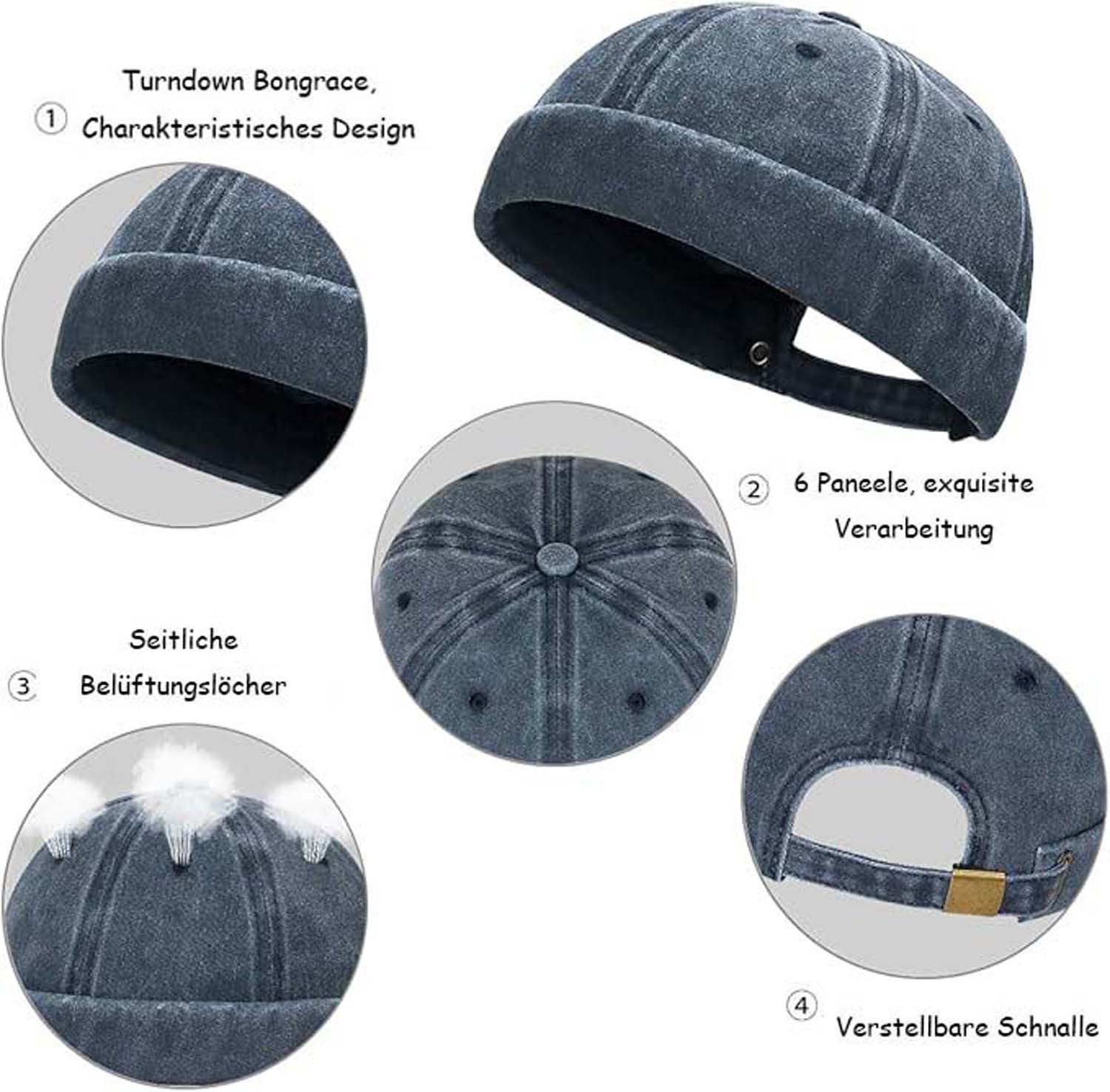 Zaewry Dockermütze Docker-Cap Herren Seemannsmütze Hafenmütze Basecap Tragbar – Bild 5 von 5