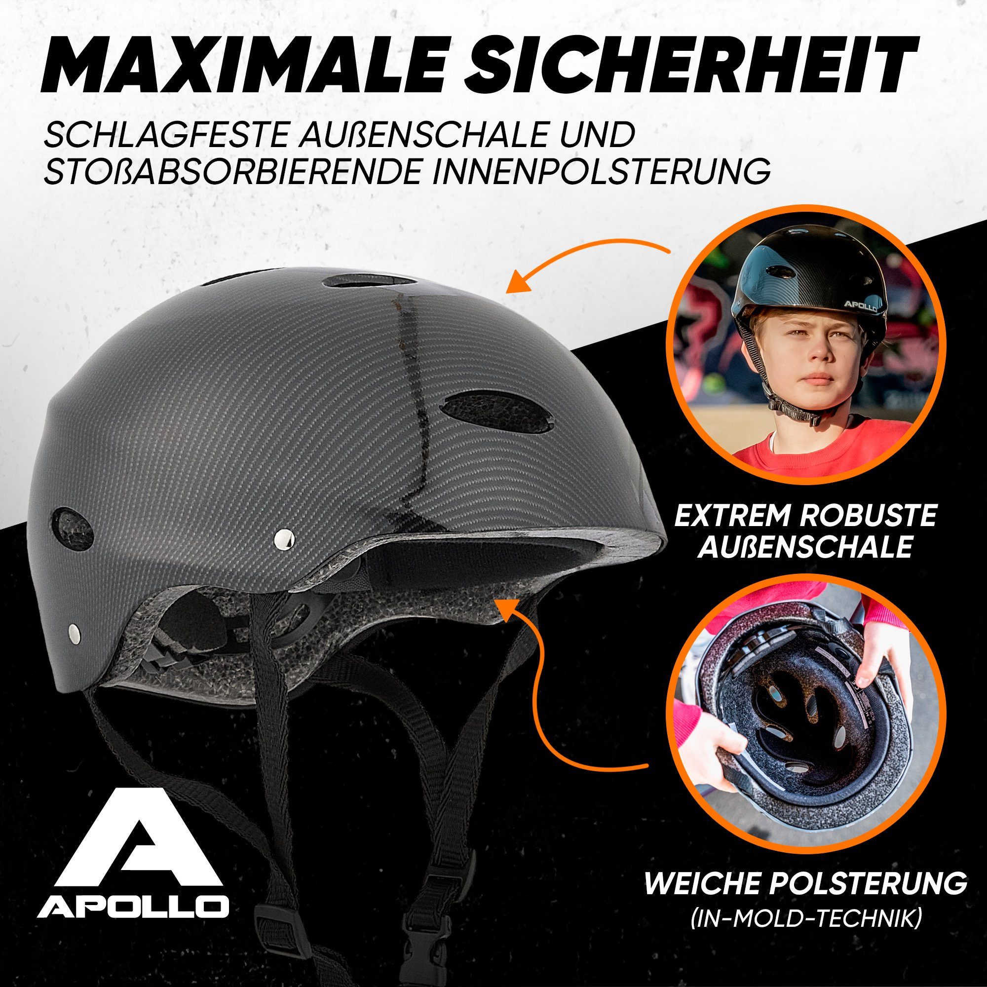Apollo Kinderhelm Größenverstellbarer Schutzhelm Skatehelm mit, größenverstellbar