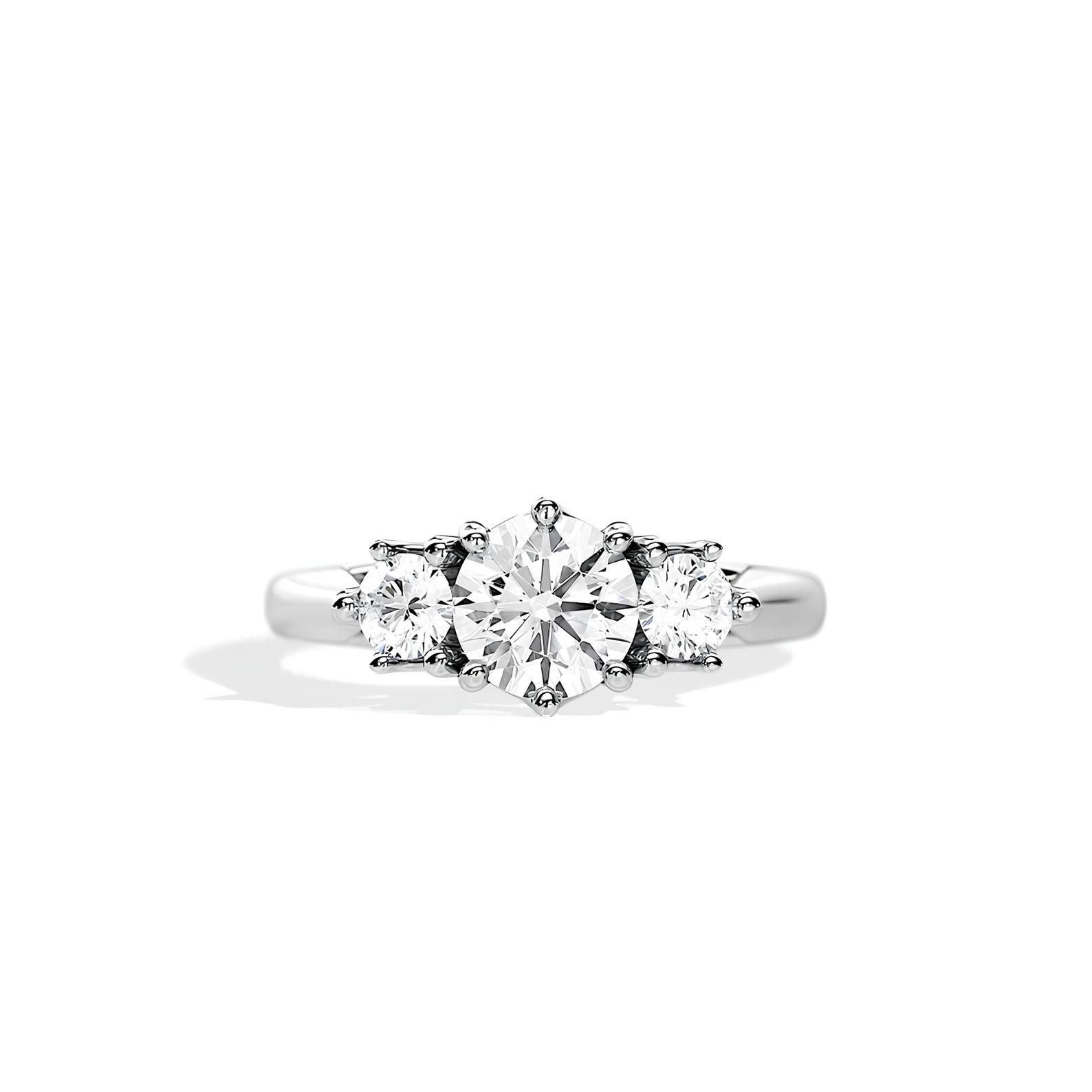 Jumpeak Diamantring 1 ct,E Farbe,VS1,14 K Gold,Lab-Diamantring,ewige Liebe,Promise Ring, Rund,Handgefertigt,Drei-Stein-Ring,Farbe und Größe wählbar