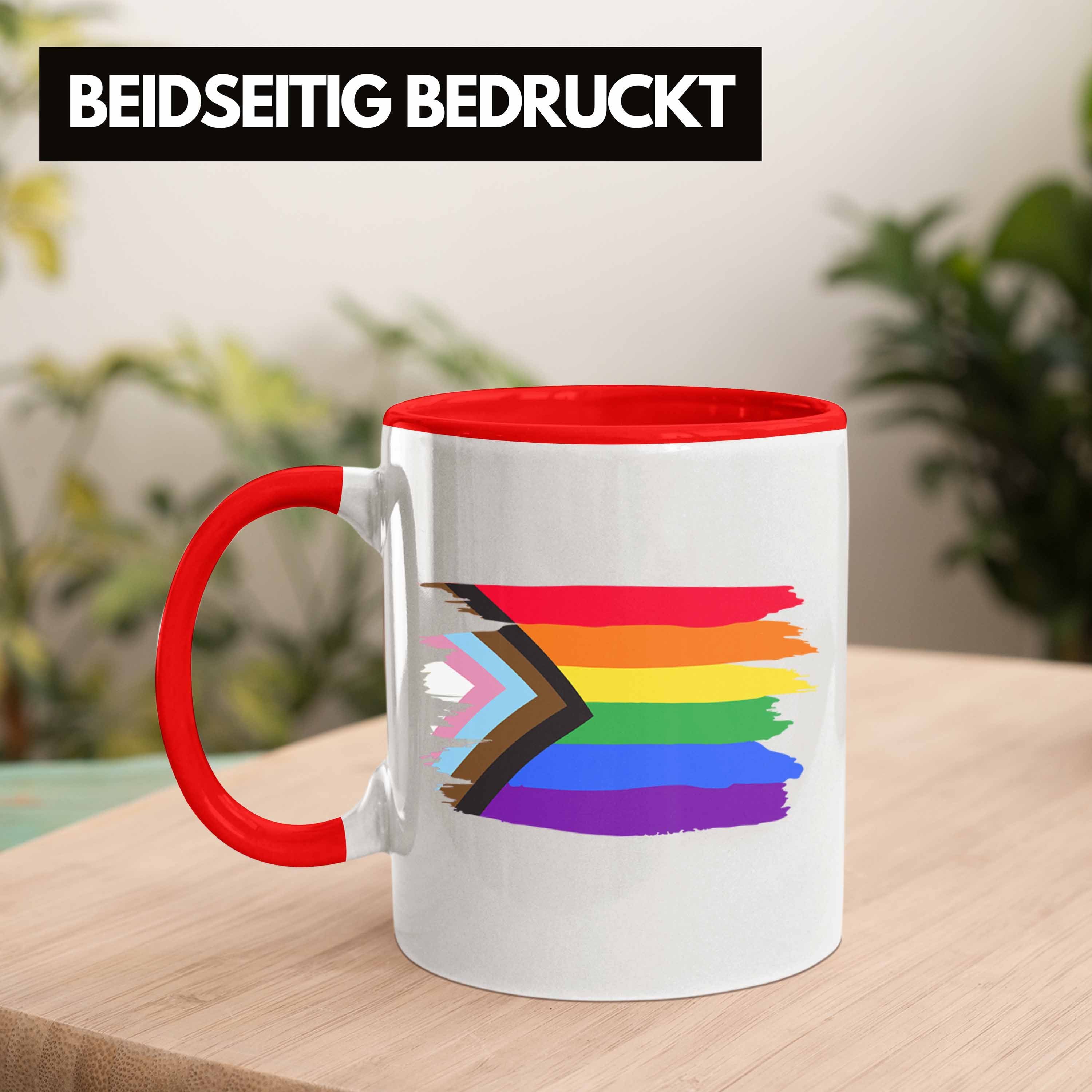 Trendation Transgender LGBT Flagge Regenbogen Pride Lesben Tasse Tasse - Geschenk Schwule Grafik Rot Trendation
