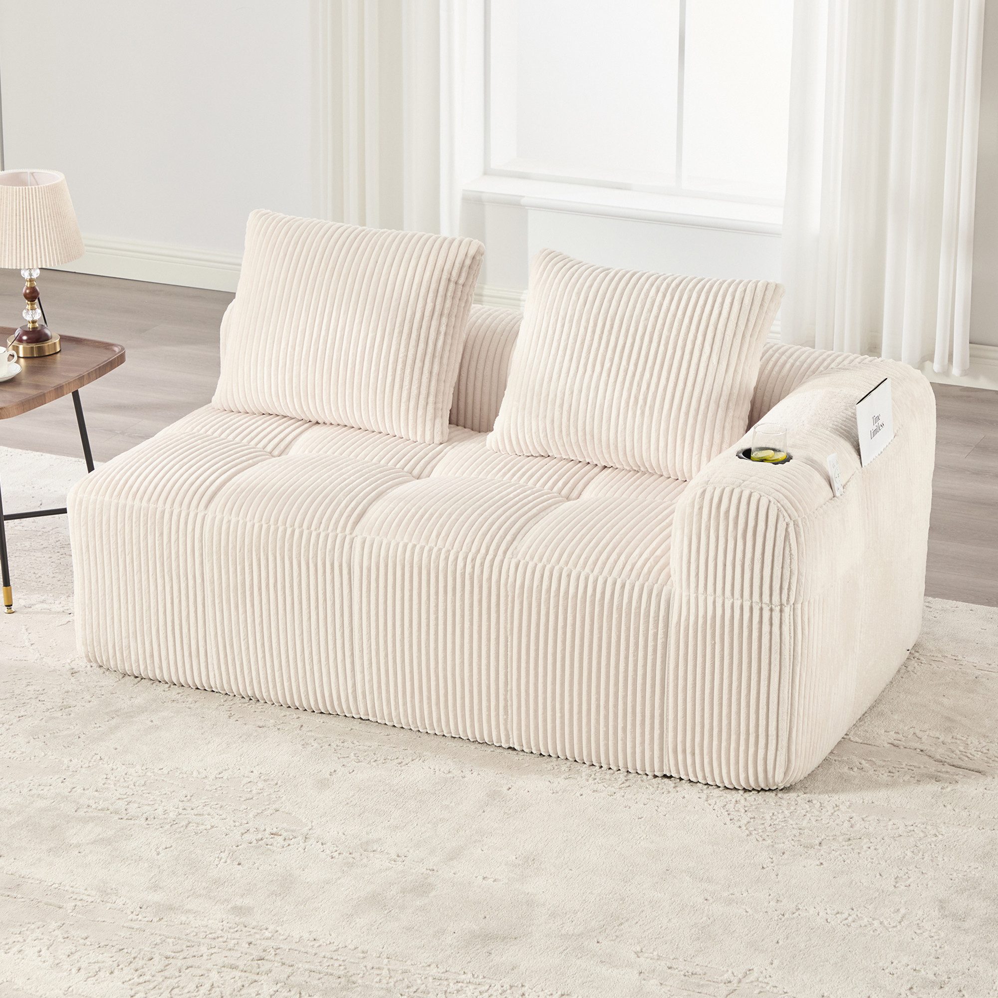 MODFU Sofa Cord-Kompaktsofa, mit seitlicher Tasche für Handy & Fernbedienun günstig online kaufen