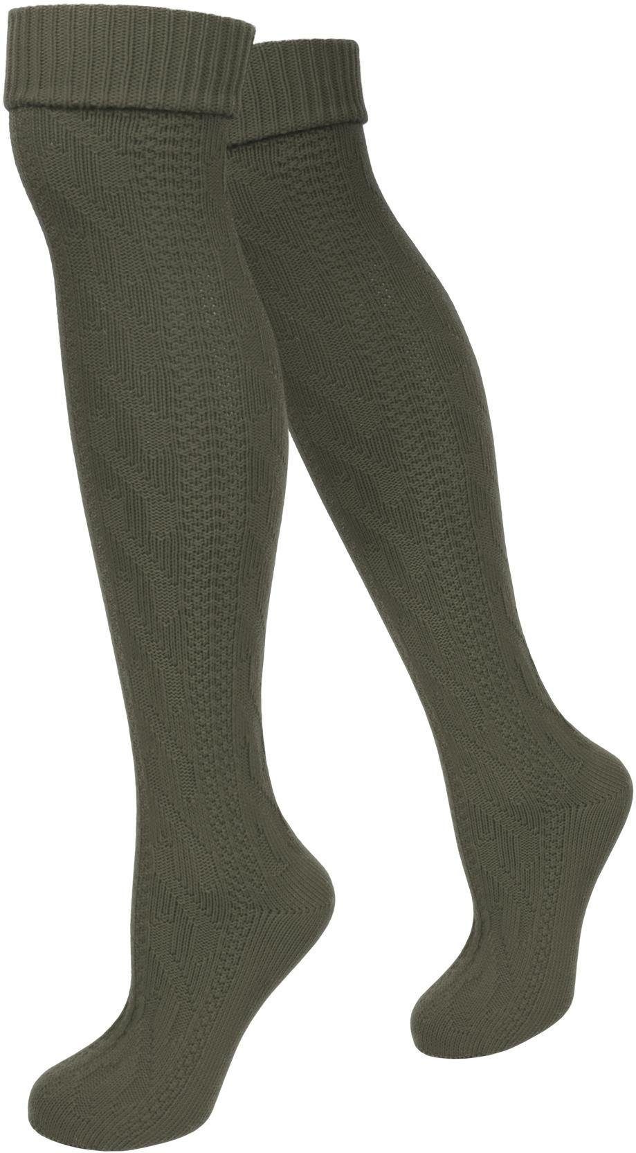 normani Trachtensocken Trachten-Kniestrümpfe (1 Paar) Traditionelles Zopfmuster Loden