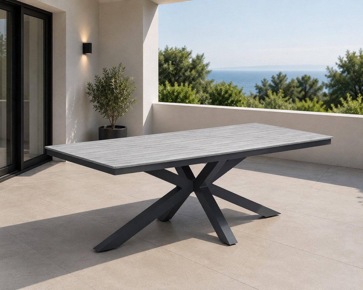 Gardissimo Gartentisch Armati rechteckig dunkel 220x100cm (Esstisch, 1 Tisch), höhenverstellbare Füße / absolut wetterfest / pflegeleicht / Aluminium