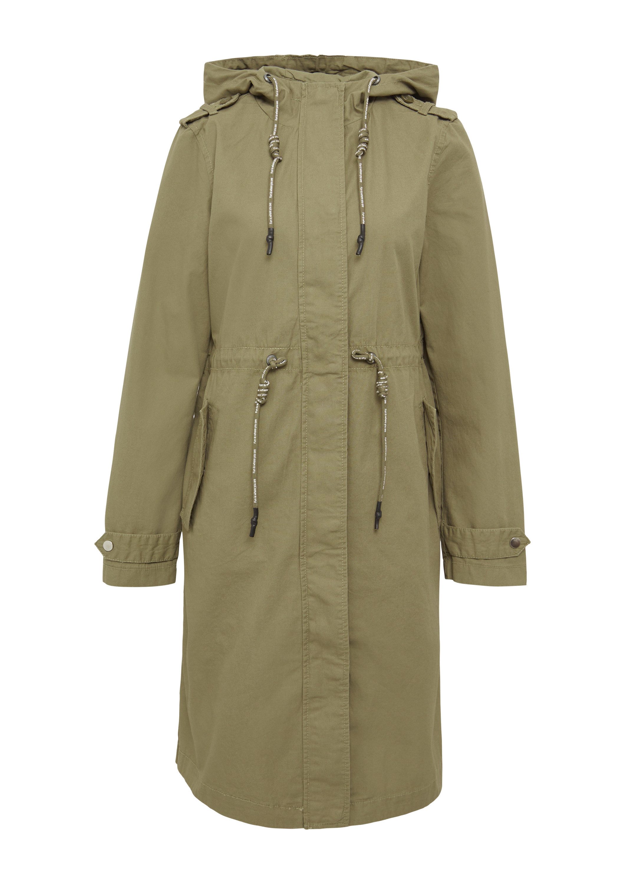 QS Parka Outdoor-Jacke Kapuzenparka aus Baumwolle mit Tunnelzug in der Tail günstig online kaufen
