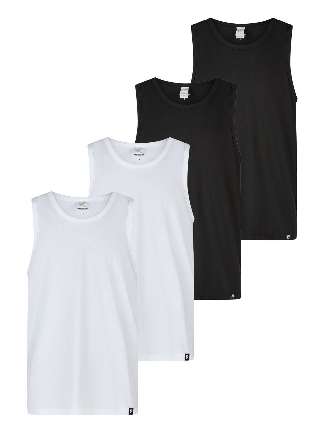Pierre Cardin T-Shirt Herren Tank Top DEBARDEUR 4er Set Regular Fit (Vorteilspack, 4-tlg) Unterhemd mit Rundhalsausschnitt aus 100% Baumwolle
